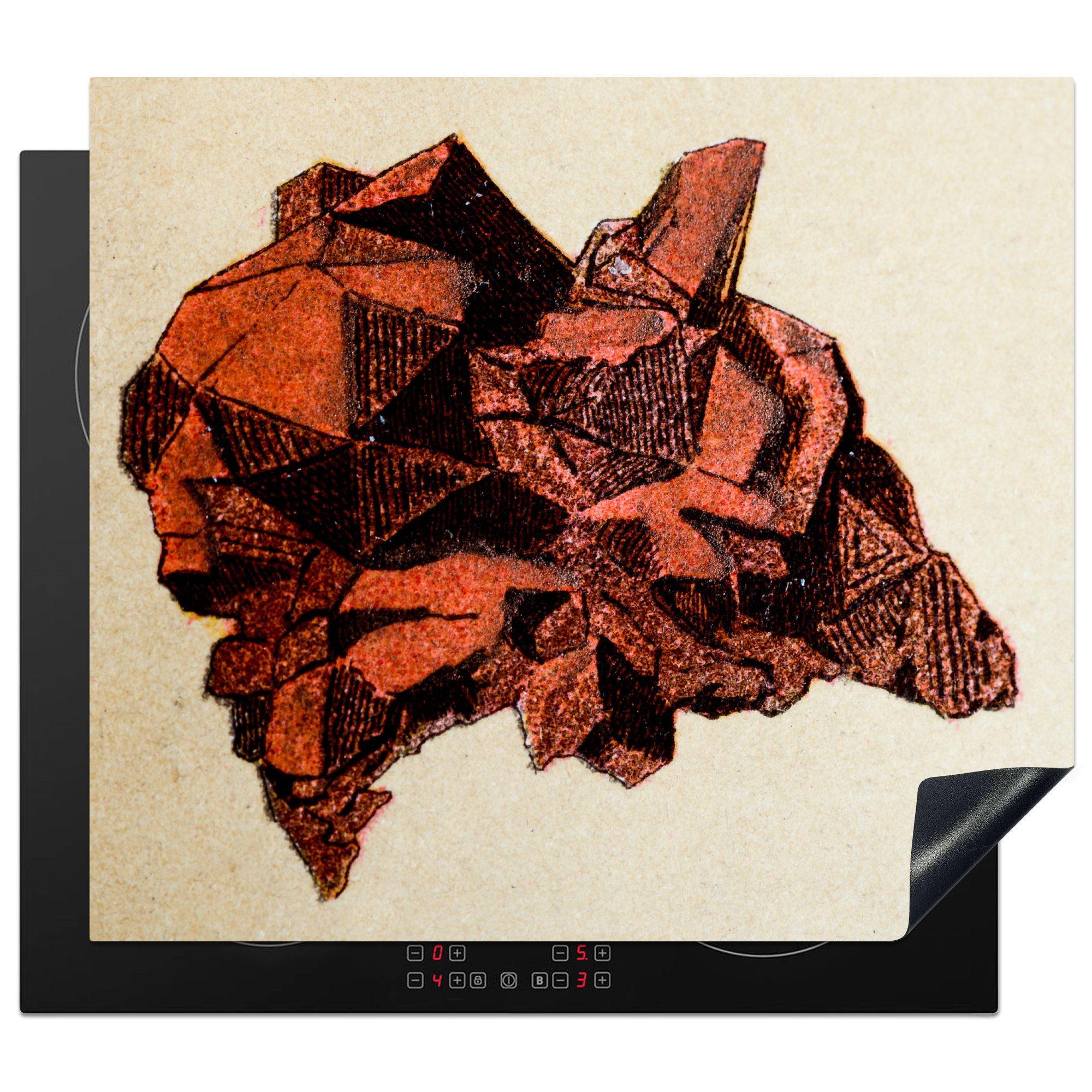 MuchoWow Herdblende-/Abdeckplatte Eine antike Illustration eines Kupfersteins, Vinyl, (1 tlg), 60x52 cm, Mobile Arbeitsfläche nutzbar, Ceranfeldabdeckung