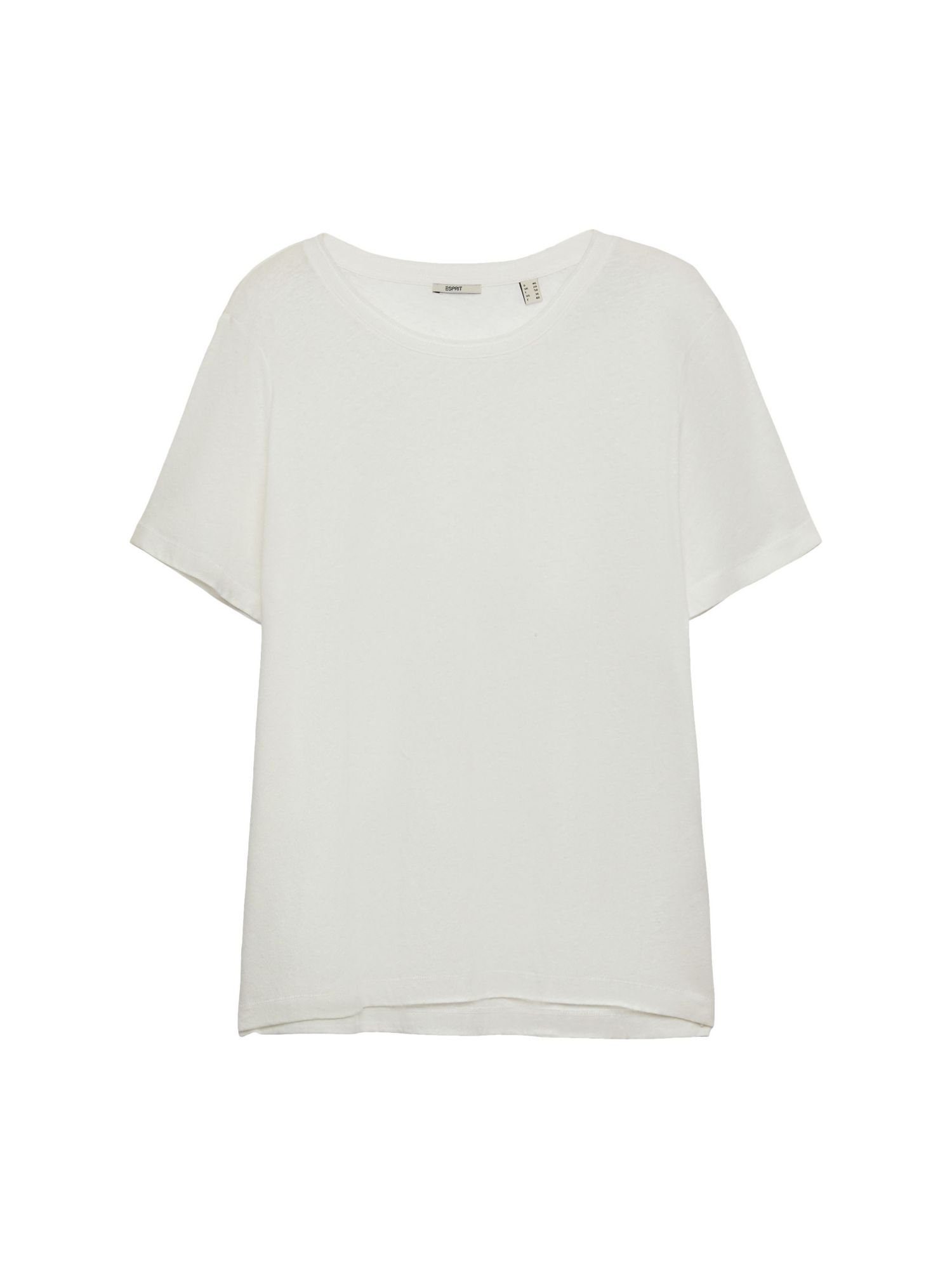 OFF aus CURVY Baumwolle-Leinen-Mix Esprit WHITE (1-tlg) T-Shirt T-Shirt