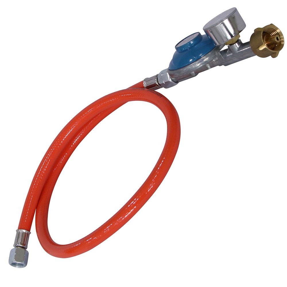 Feel2Home Gasgrill Gas Schlauch + Druckminderer inkl. Manometer Gasregler Propan Butan, Inkl. Manometer