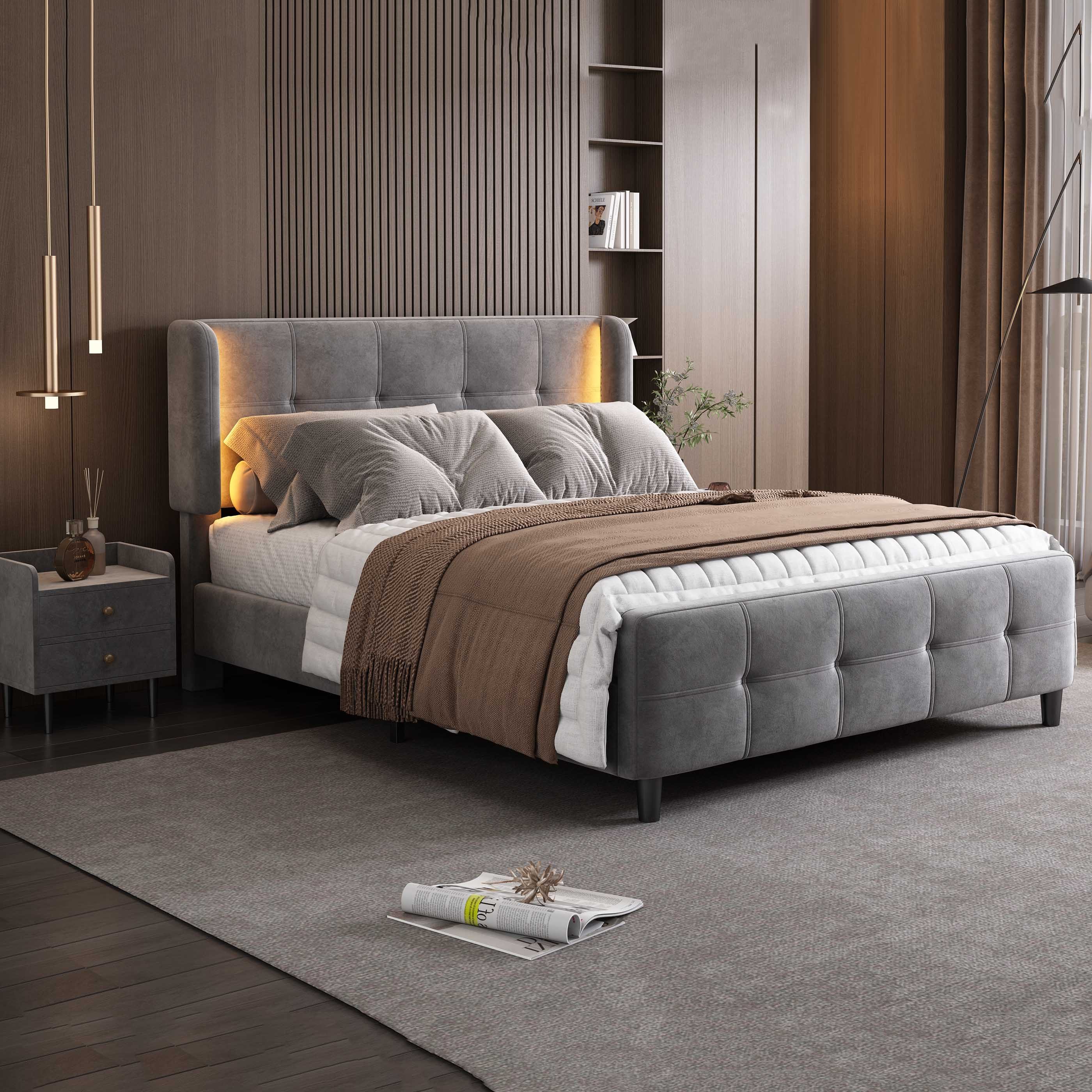 OKWISH Polsterbett Stauraumbett Funktionsbett Doppelbett Gästebett, günstig online kaufen