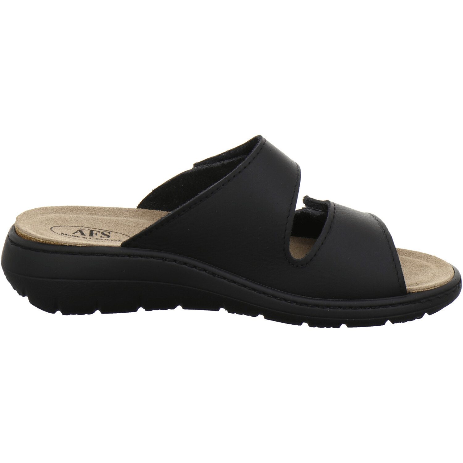 AFS-Schuhe 280823 Wechselfußbett Pantolette für Damen mit Keilabsatz, bequeme Sandalen aus Leder