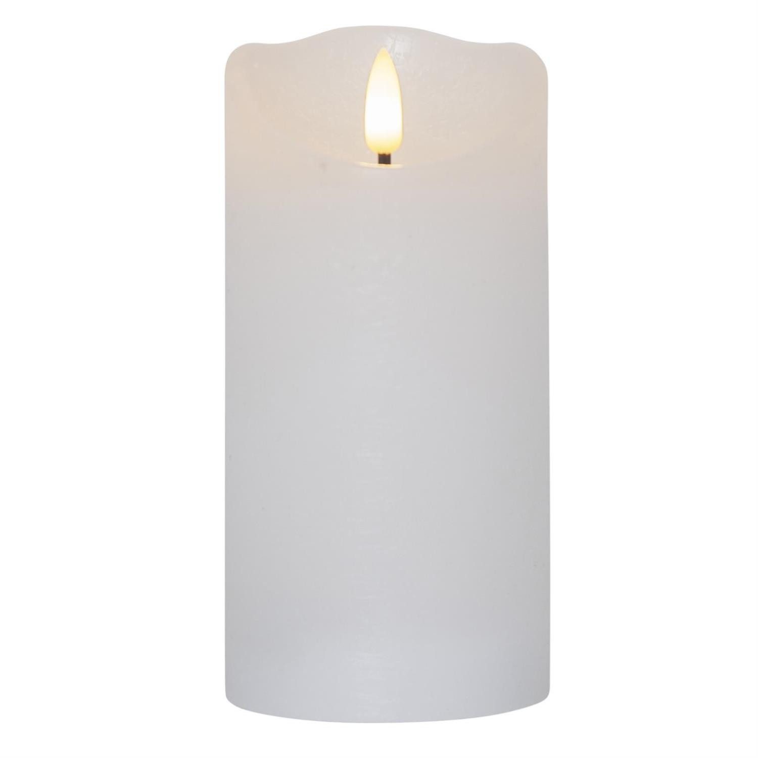 LED-Kerze LED Kerze Rustik Optik Echtwachs flackernd H: 15cm Timer Batterie weiß
