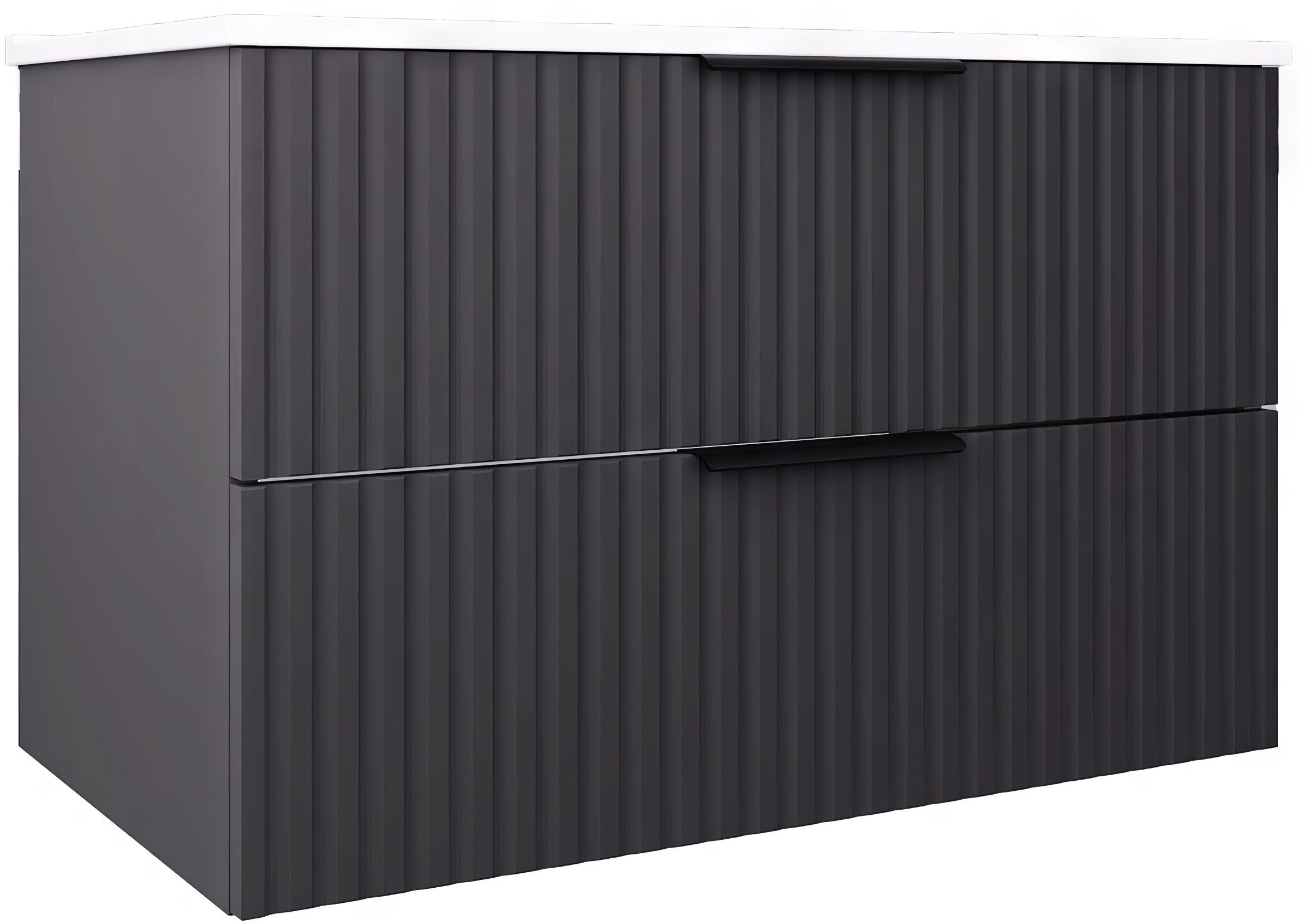 welltime Waschtisch TIBU mit Waschbecken. 2 Schubladen. 2 Breiten (60/80cm) und 4 Farben, Badschrank mit Waschbecken, Softclose, Maße B/H/T: 81,5/53/47 cm – Bild 2 von 5