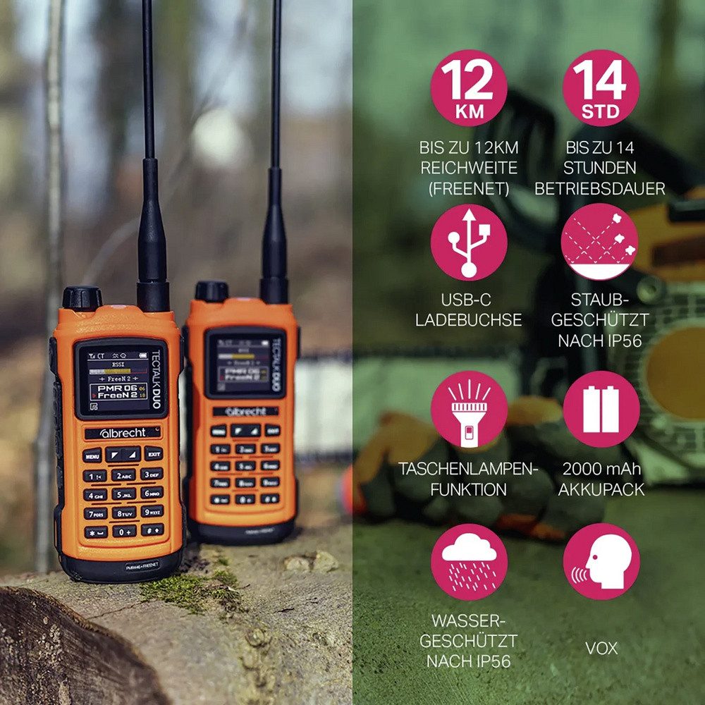 Albrecht Walkie Talkie Albrecht Tectalk Duo PMR446 + Freenet 29149.S1 Freenet-Funkgerät 2er S