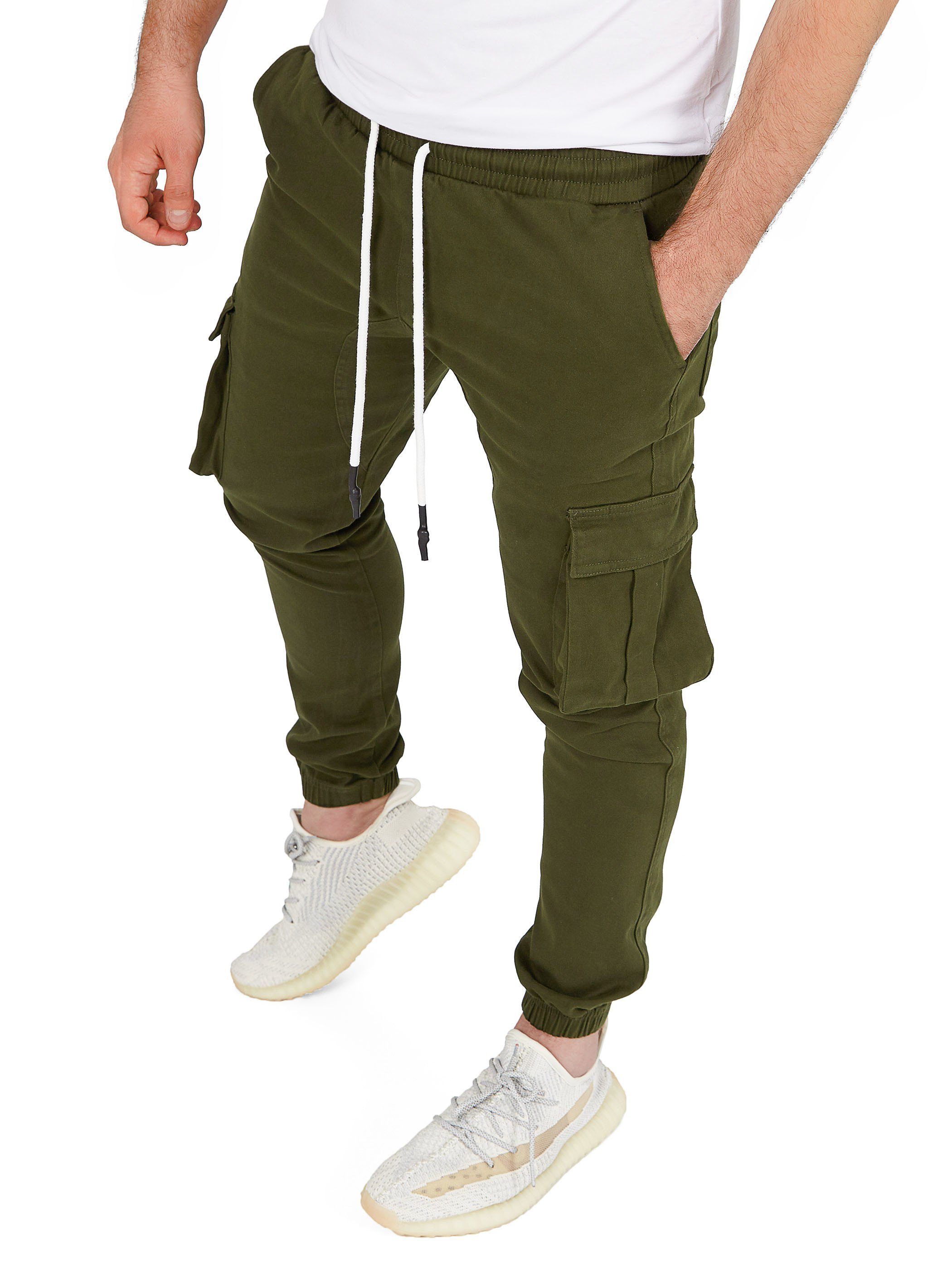 Pittman Cargohose Cargohosen Herren Chino Giga mit elastischem Bund, Cargotaschen