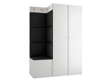 MIRJAN24 Garderoben-Set Orion Ryfel Slim XXIII, (Kleiderschrank, Schuhschrank, Kleiderhakenbrett, 7x Paneel 42x42), 8 Kleiderhaken für Kleidung, Metallgriffe