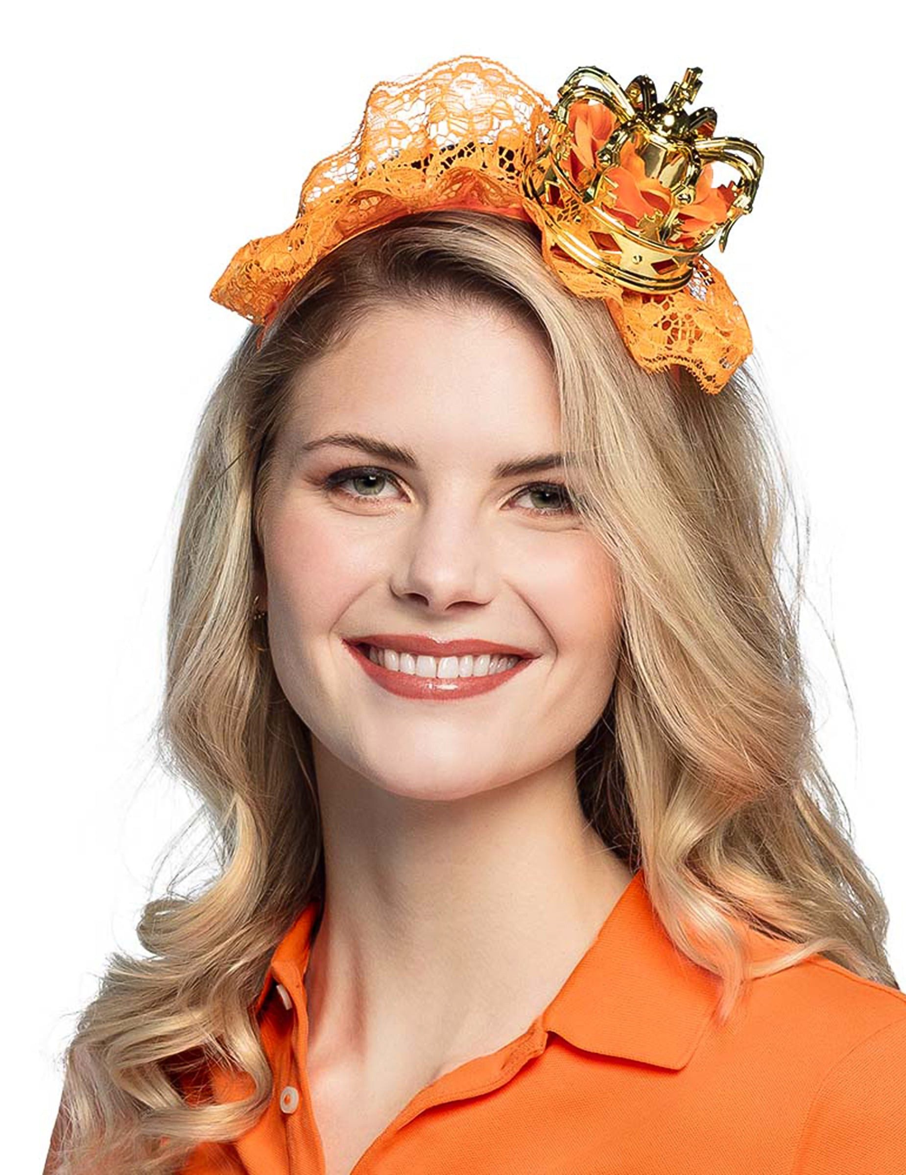 Boland Kostüm Orangefarbene Mini Kronen Stirnband für Erwachsene