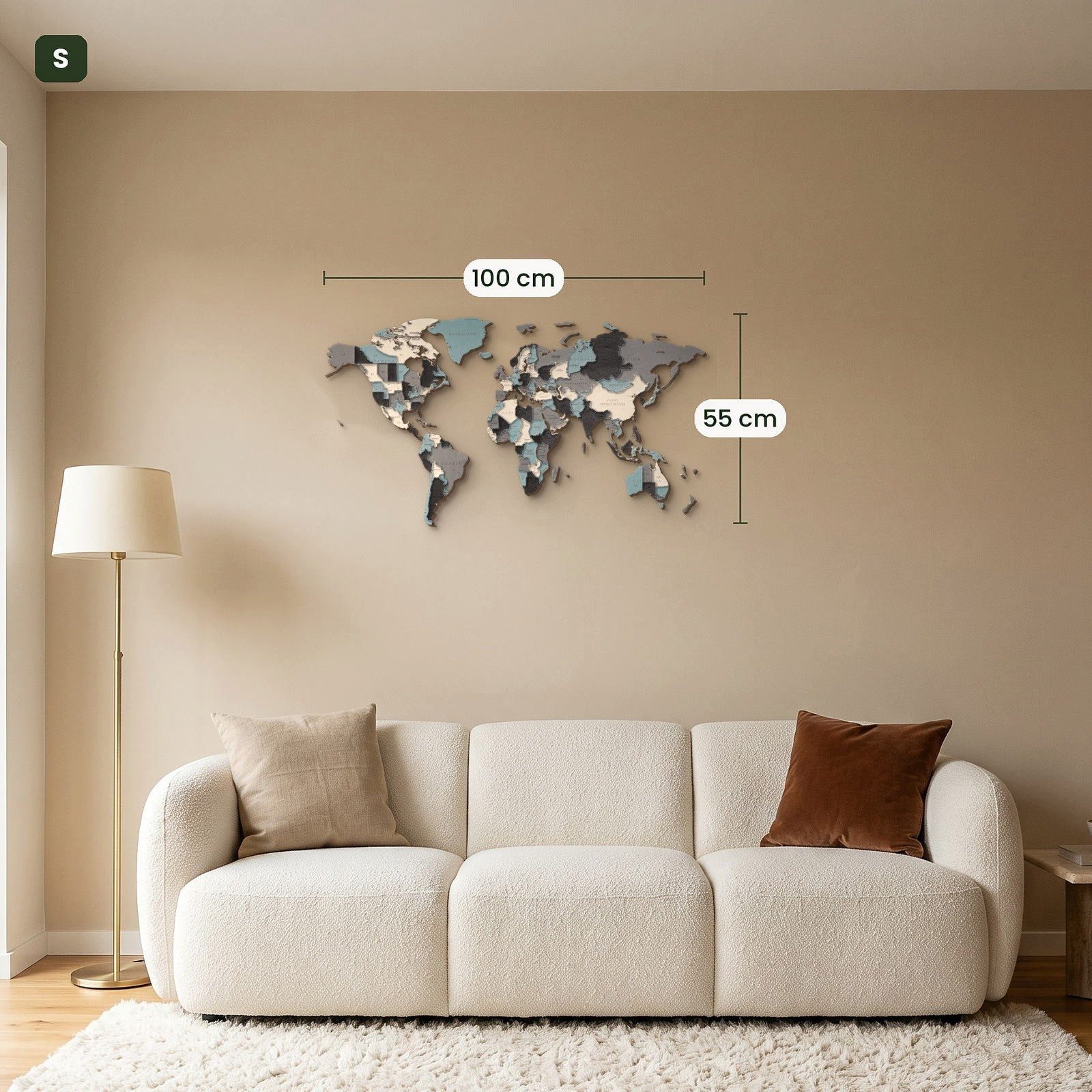Eco Wood Art Wandbild Mehrfarbige Holz Weltkarten, Weltkarte