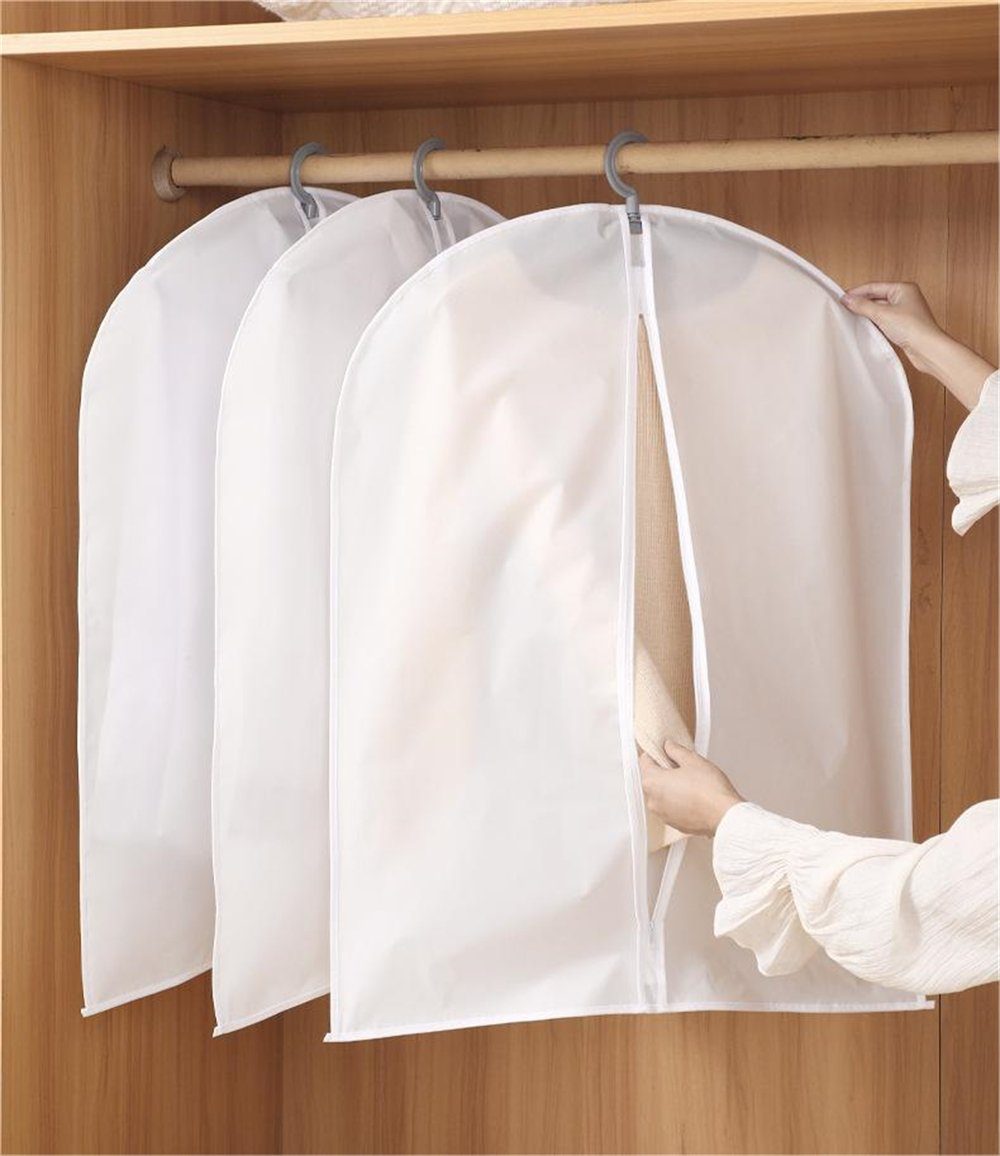 Rouemi Kleidersack Aufbewahrungsbeutel, Kleiderhülle Mantelanzug Waschbarer Kleidersack (5 Stück) 60×80cm, 60×120cm weiß-Mittel