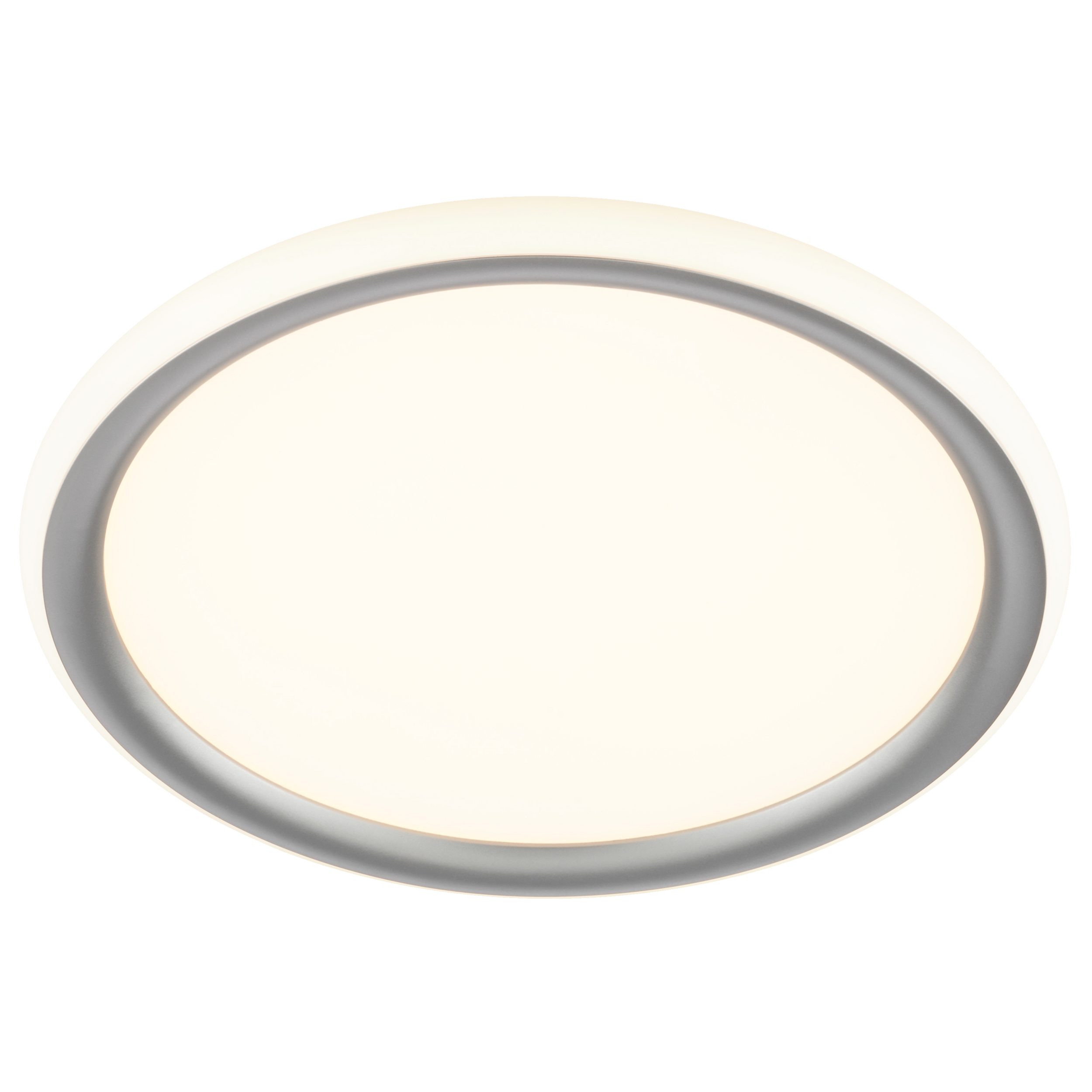 Lightbox Deckenleuchte, LED fest integriert, Warmweiß, LED-Deckenleuchte Ø 30 cm, 1800 lm, 3 Licht-Modi, silberfarben