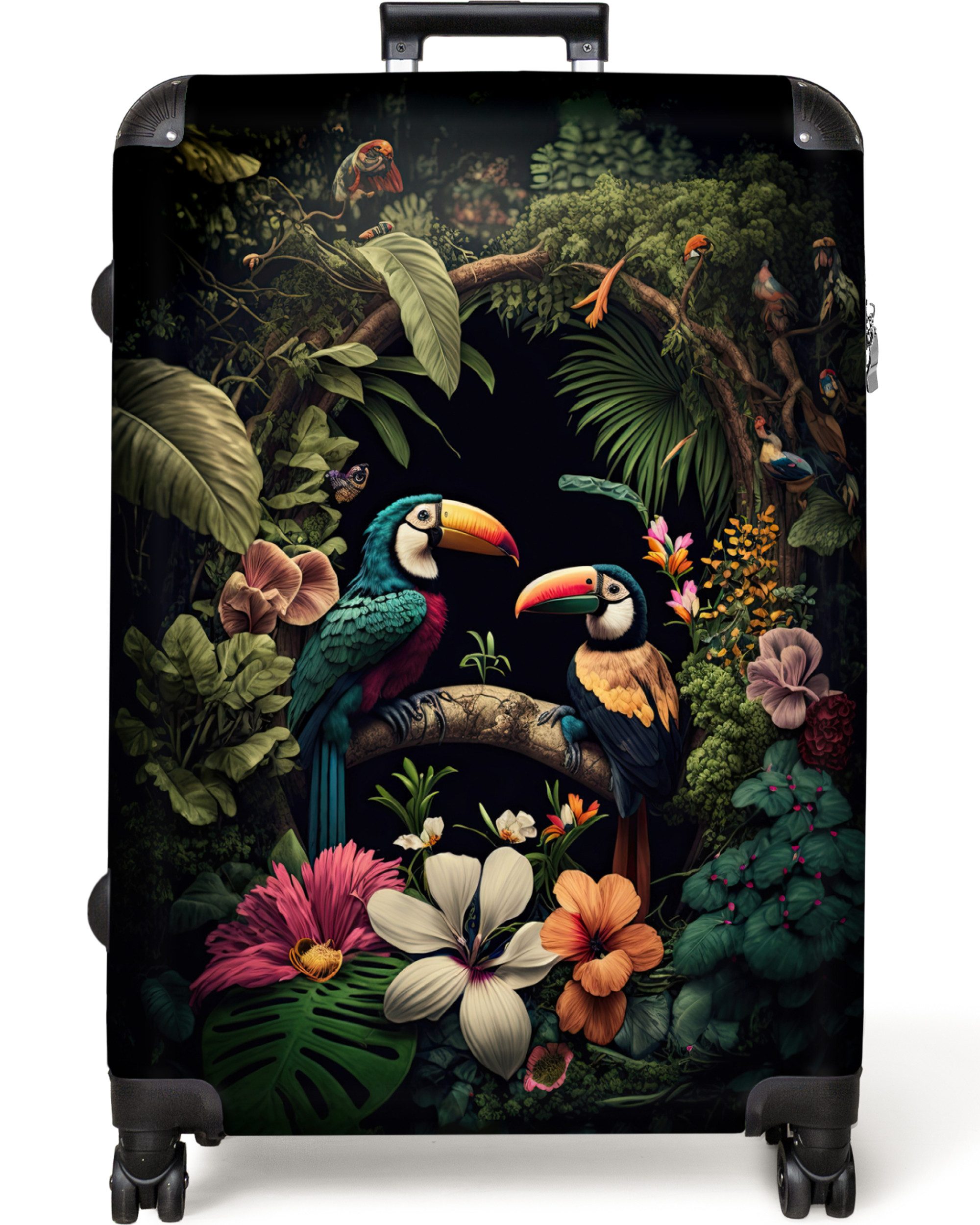 NoBoringSuitcases.com© Hartschalen-Trolley Vogel - Blumen - günstig online kaufen