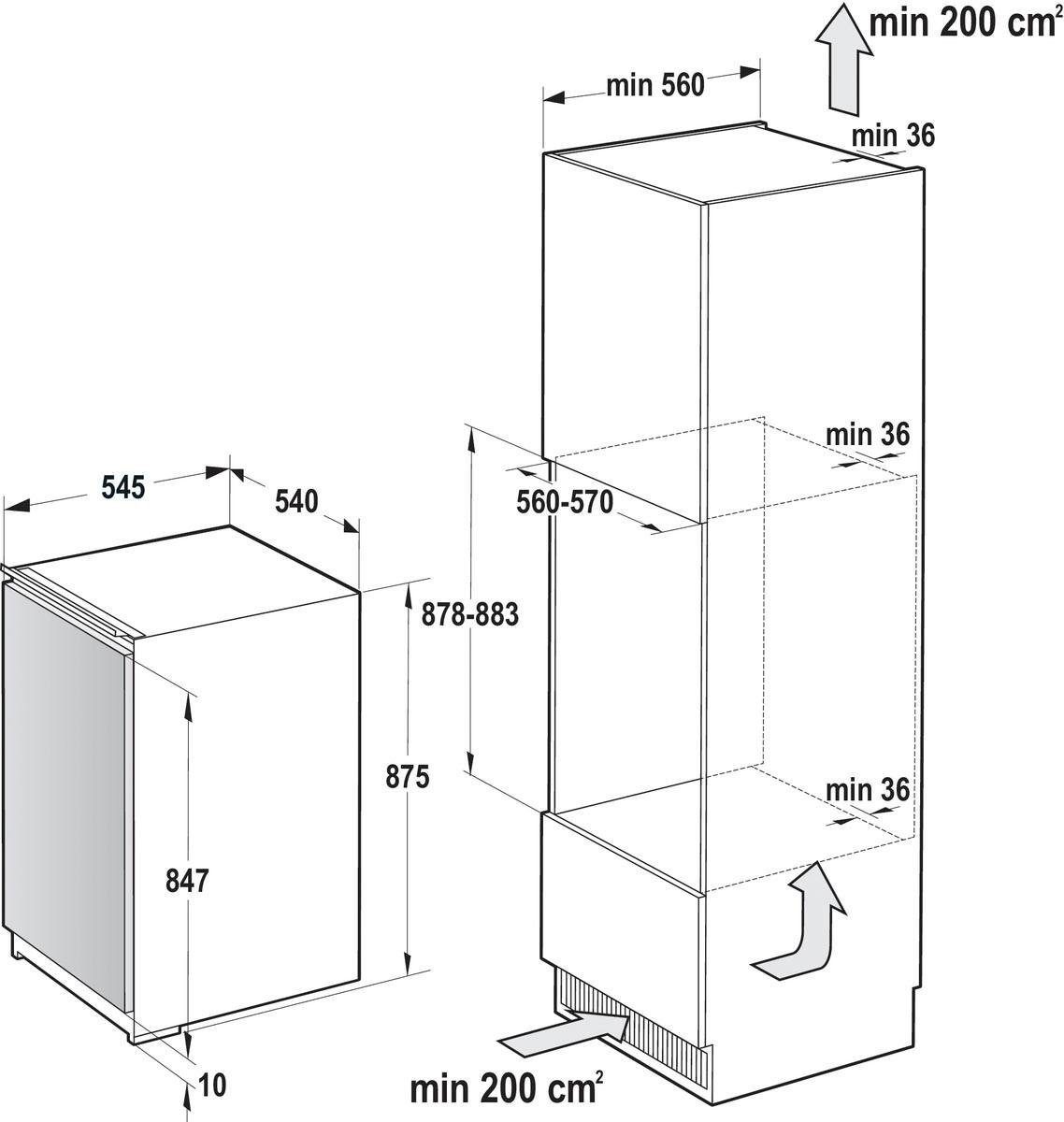 GORENJE Einbaukühlschrank RBI2092E1, cm integrierbar 87,5 hoch, 54 breit, cm