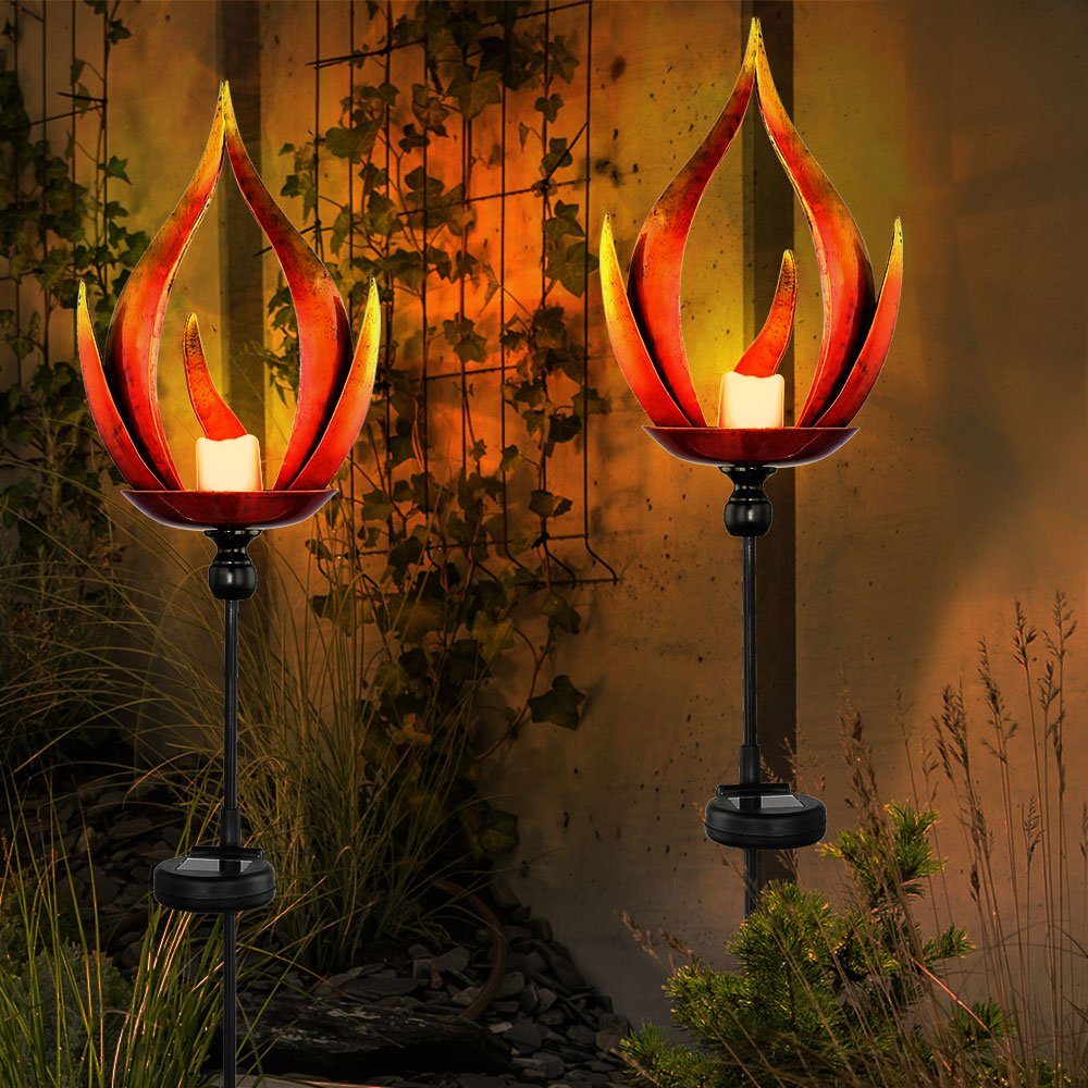 GLOBO LIGHTING Außen-Stehlampe, LED-Leuchtmittel fest verbaut, Warmweiß, 2x Solarleuchte Solarlampe Außenleuchte Gartenleuchte