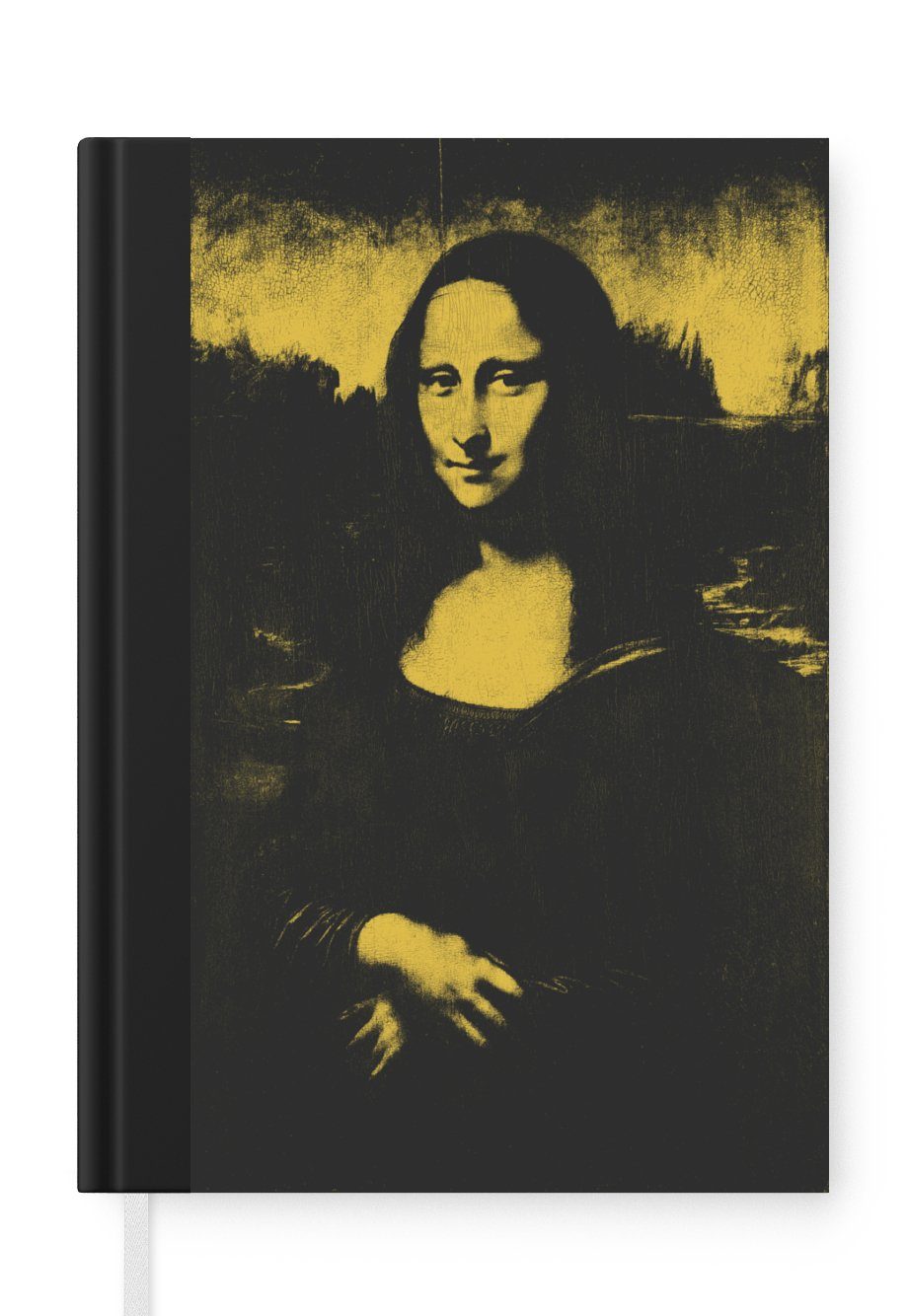 MuchoWow Notizbuch Mona Lisa - Leonardo da Vinci - Gelb - Schwarz, Journal, Merkzettel, Tagebuch, Notizheft, A5, 98 Seiten, Haushaltsbuch