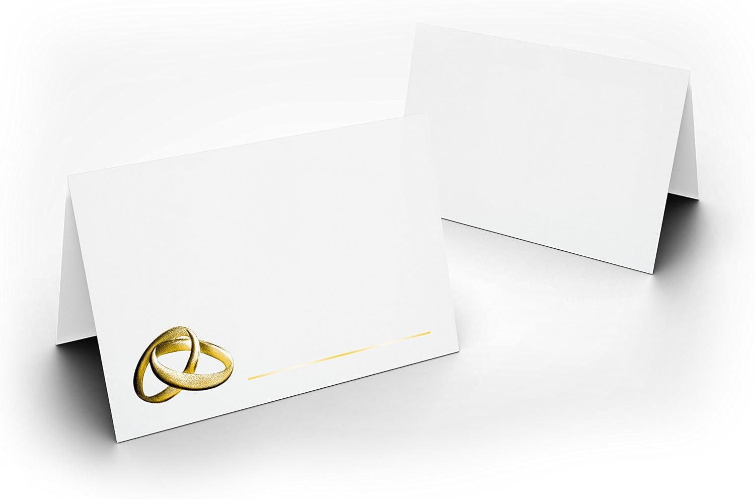 Briefumschläge24Plus Бумагаdekoration Бумагаdekoration Platzkarte Weiß mit gold Ringe 50 Stück, Weiß mit gold Ringe UV-Lack glänzend