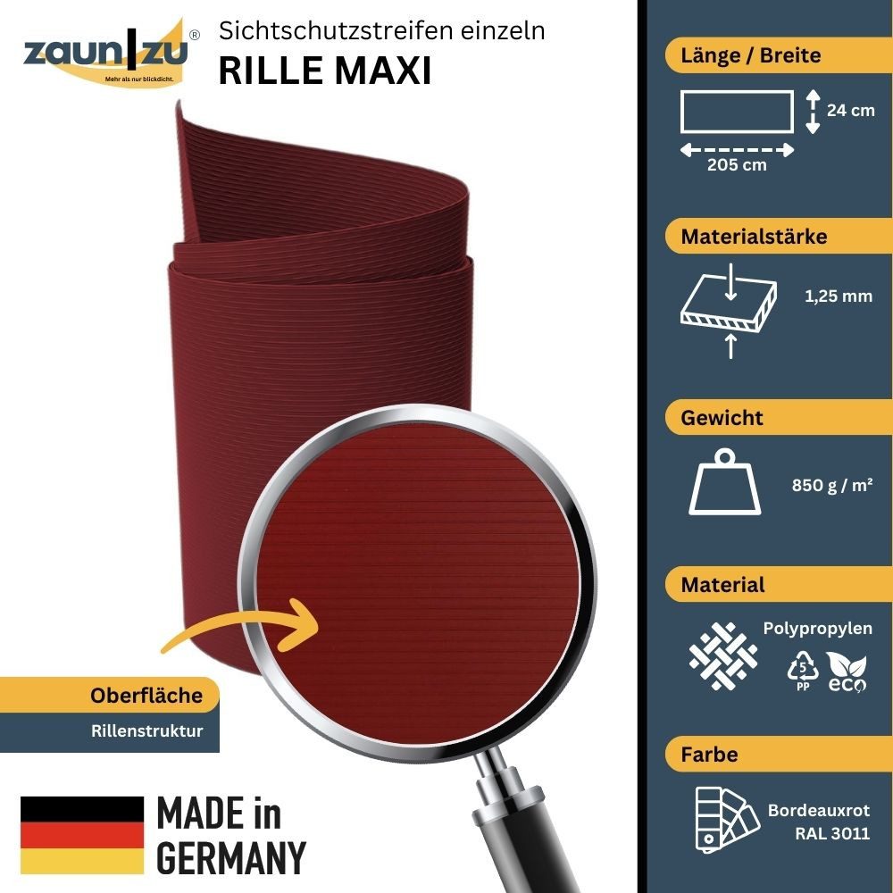 zaunzu Sichtschutzstreifen Rille Maxi Einzelstreifen Sichtschutz günstig online kaufen