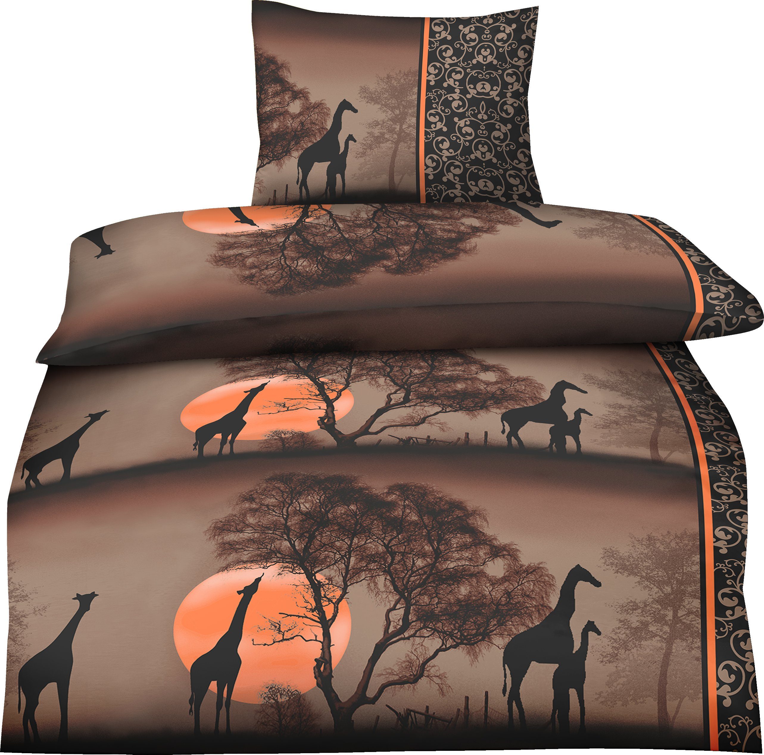 One Home Bettwäsche Afrika, Microfaser, 2 teilig, im orientalischen Safari Look