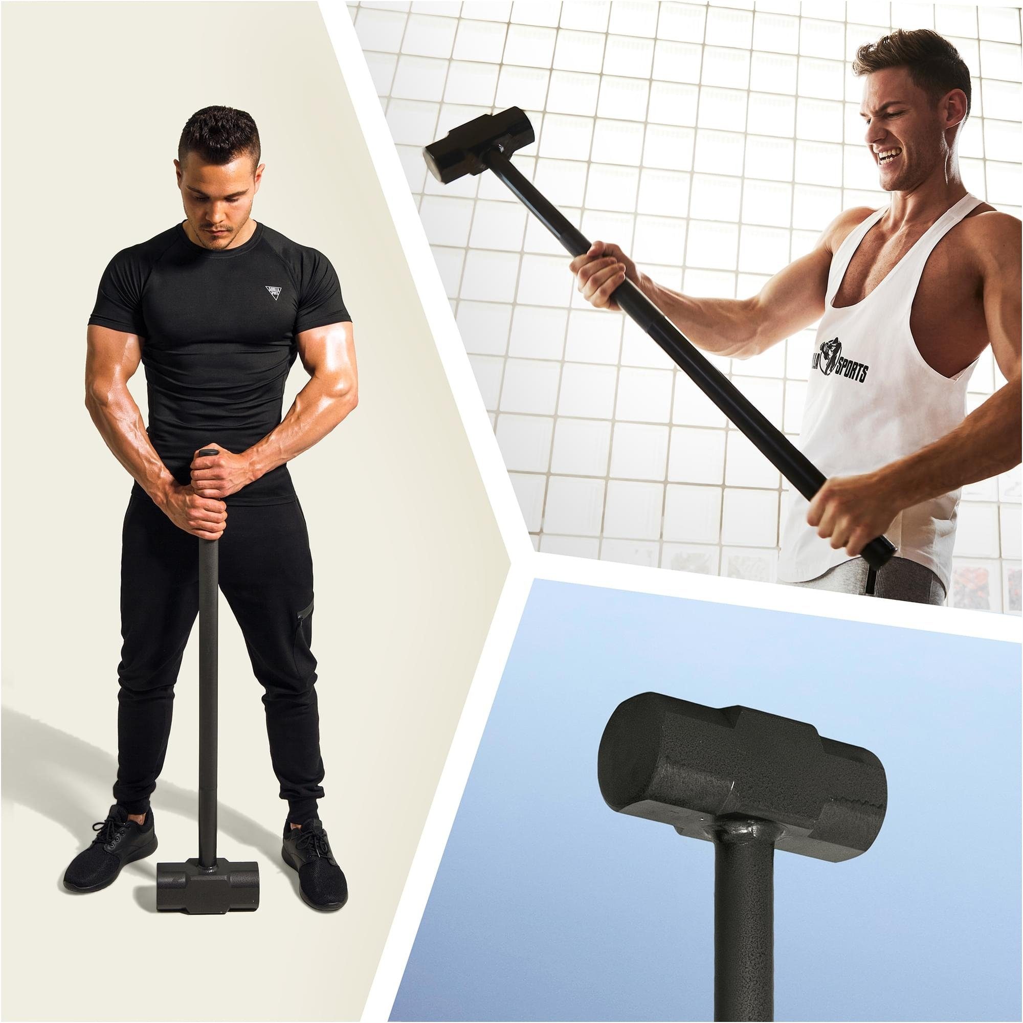 Gym-Hammer Stahl - 6 Zusatzgewichte Hohl - Griff, GORILLA Fitnesshammer, SPORTS kg Gewichtshammer,
