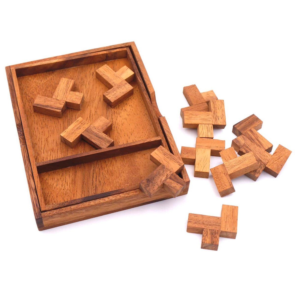 ROMBOL Denkspiele Spiel, Legespiel Eleven L Puzzle - kniffliges Packproblem für die ganze Familie, Holzspiel