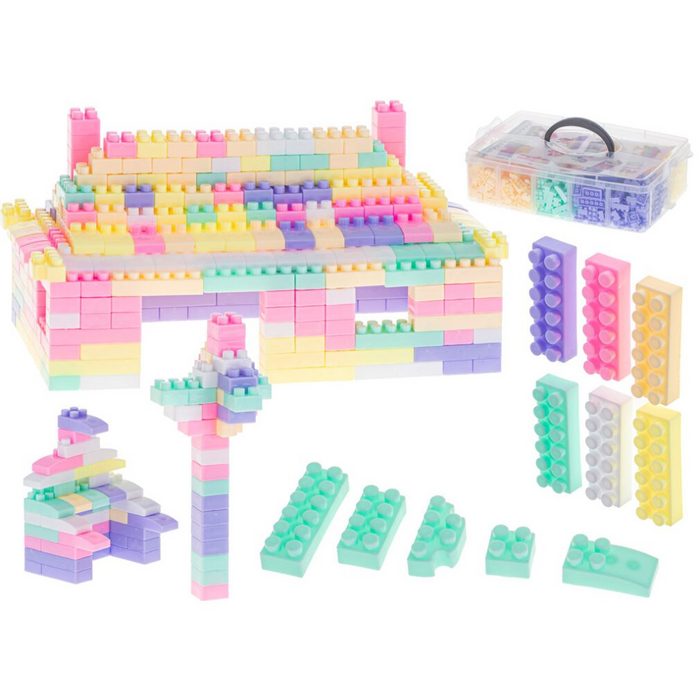 Ikonka Spielbausteine 3D-Lernbausteine BOX 580el. pastellfarben