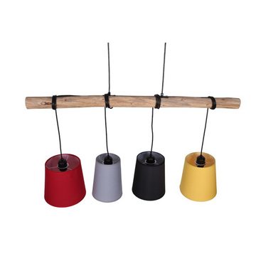 Liadomo Pendelleuchte Tores, ohne Leuchtmittel, Retro-Stoffschirme in 4 Farben, rustikale Holz-Aufhängung, E27