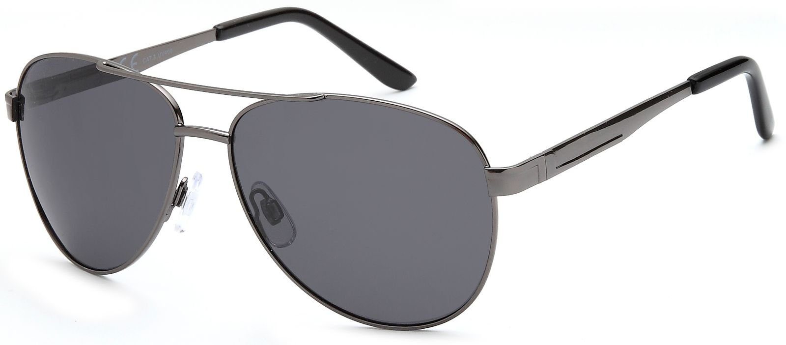 styleBREAKER Sonnenbrille (1-St) / Glas Anthrazit Polarisiert Gestell Grau