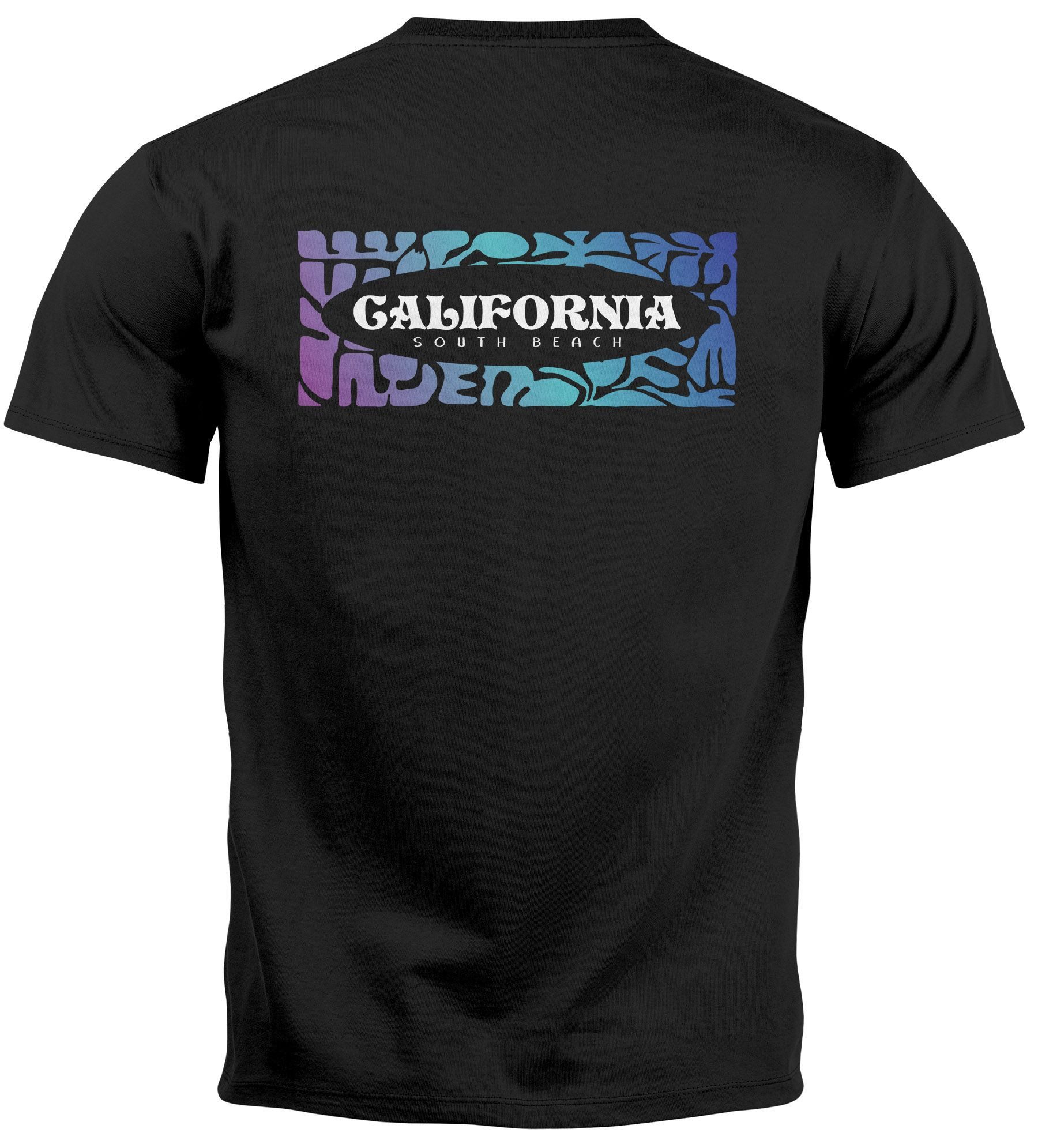 Neverless Print-Shirt Backprint T-Shirt Herren California günstig online kaufen