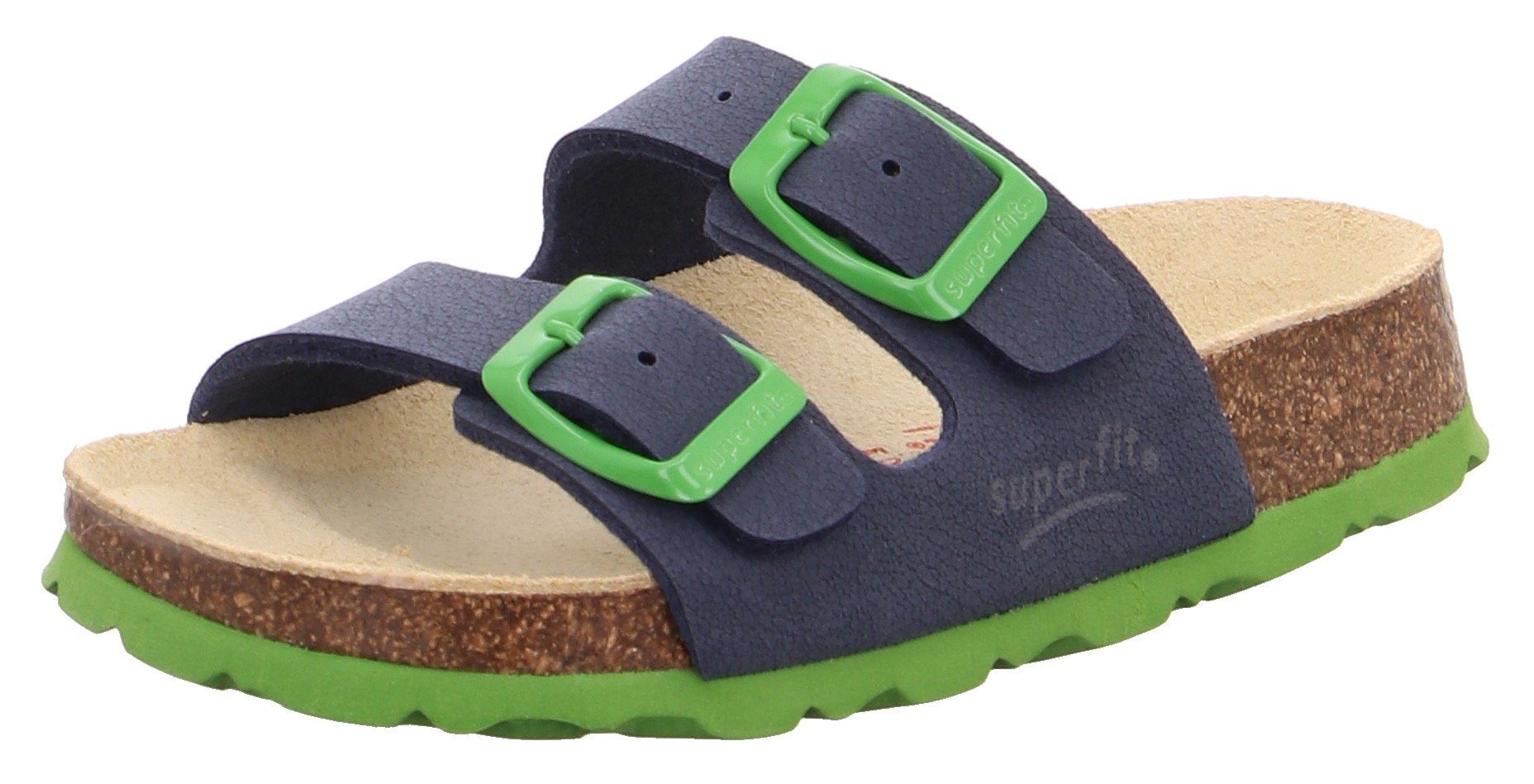 Fußbettpantolette zum Superfit blau-grün mit Schnallen Mittel WMS: Pantolette verstellen