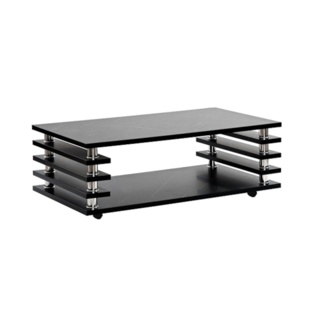 HOOZ Couchtisch Couchtisch mit Rollen 115x65cm - Marmor-Optik in schwarz günstig online kaufen