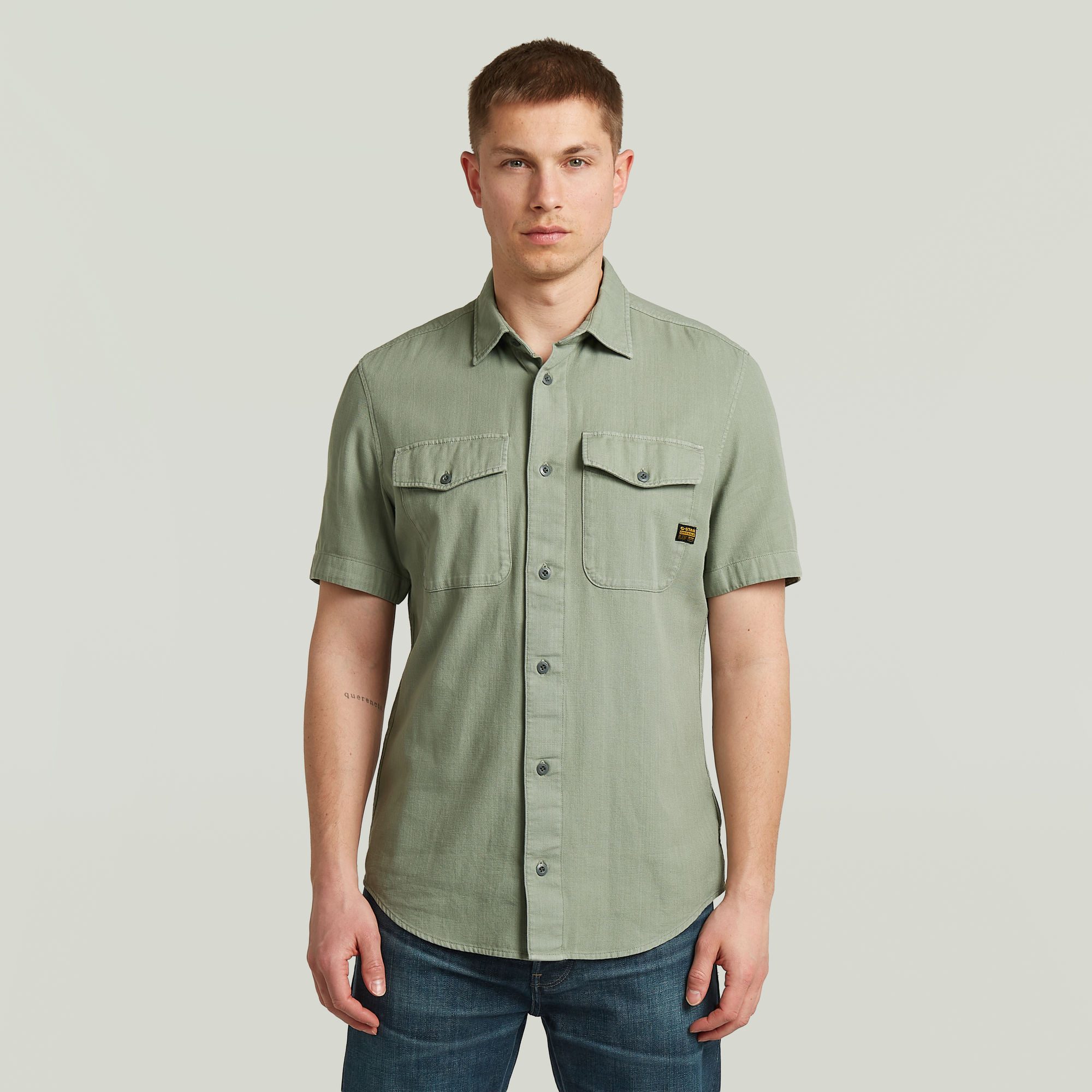 G-STAR Kurzarmhemd Marine Slim Shirt mit aufgesetzten Taschen