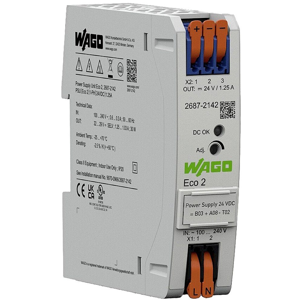 WAGO WAGO 2687-2142 Stromversorgungsgehäuse 24 V/DC 1.25 A 30 W Inhalt 1 Hutschienen-Netzteil