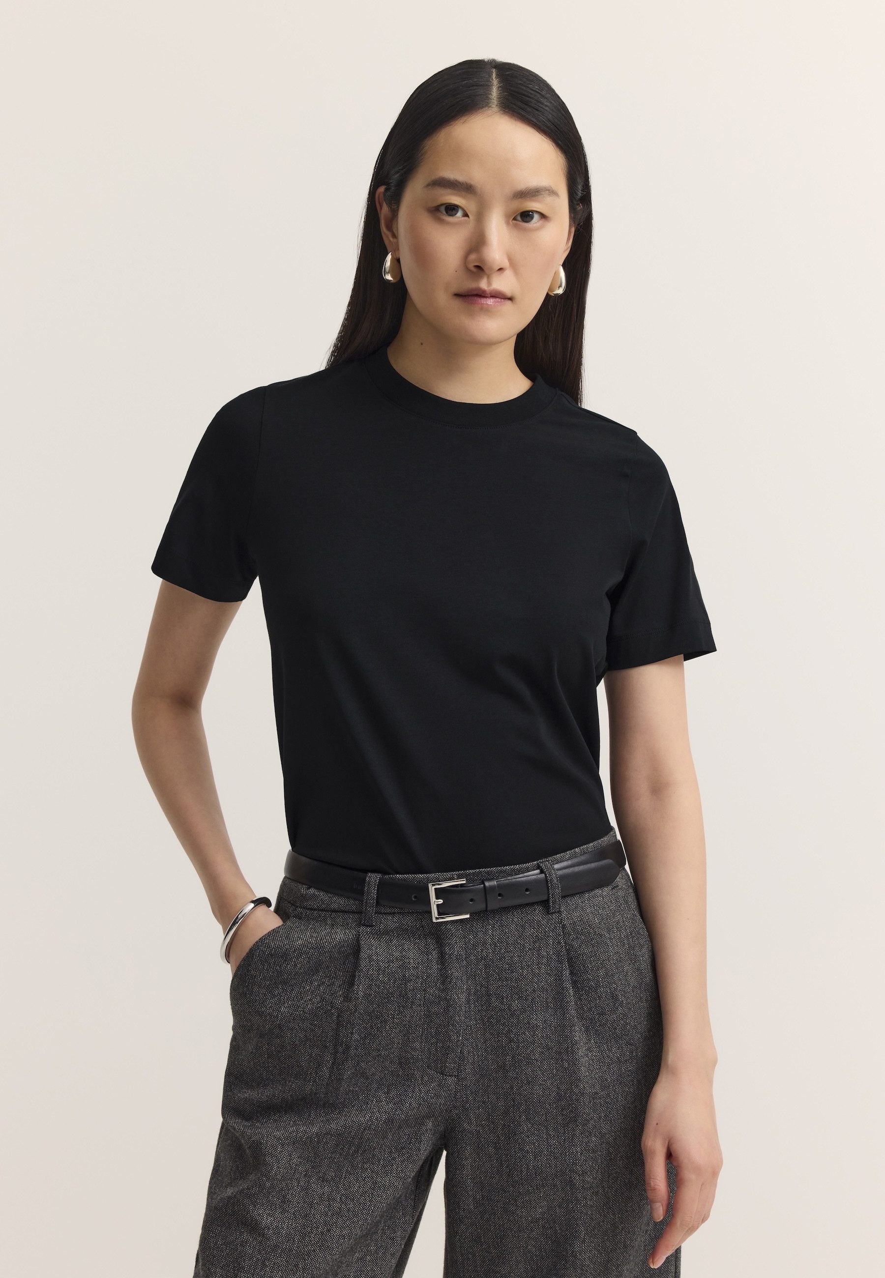 bugatti T-Shirt Modern Fit Modern Fit Baumwoll-Stretch Rundhals