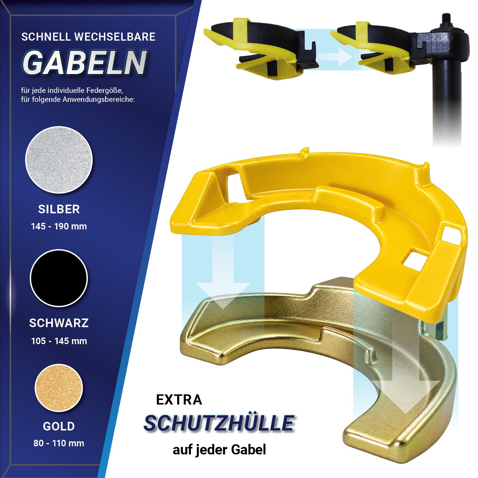 Bituxx Montagewerkzeug Universal Federspanner-Set für Federbeine Gelb, (Set, 5-tlg., MS-16319) – Bild 5 von 5