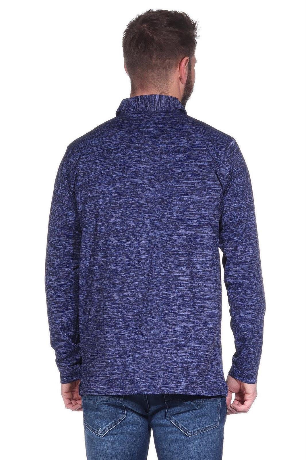 EloModa Poloshirt Herren Polo Shirt mit Longsleeve (1-tlg) Langarm Brusttaschen; Blau