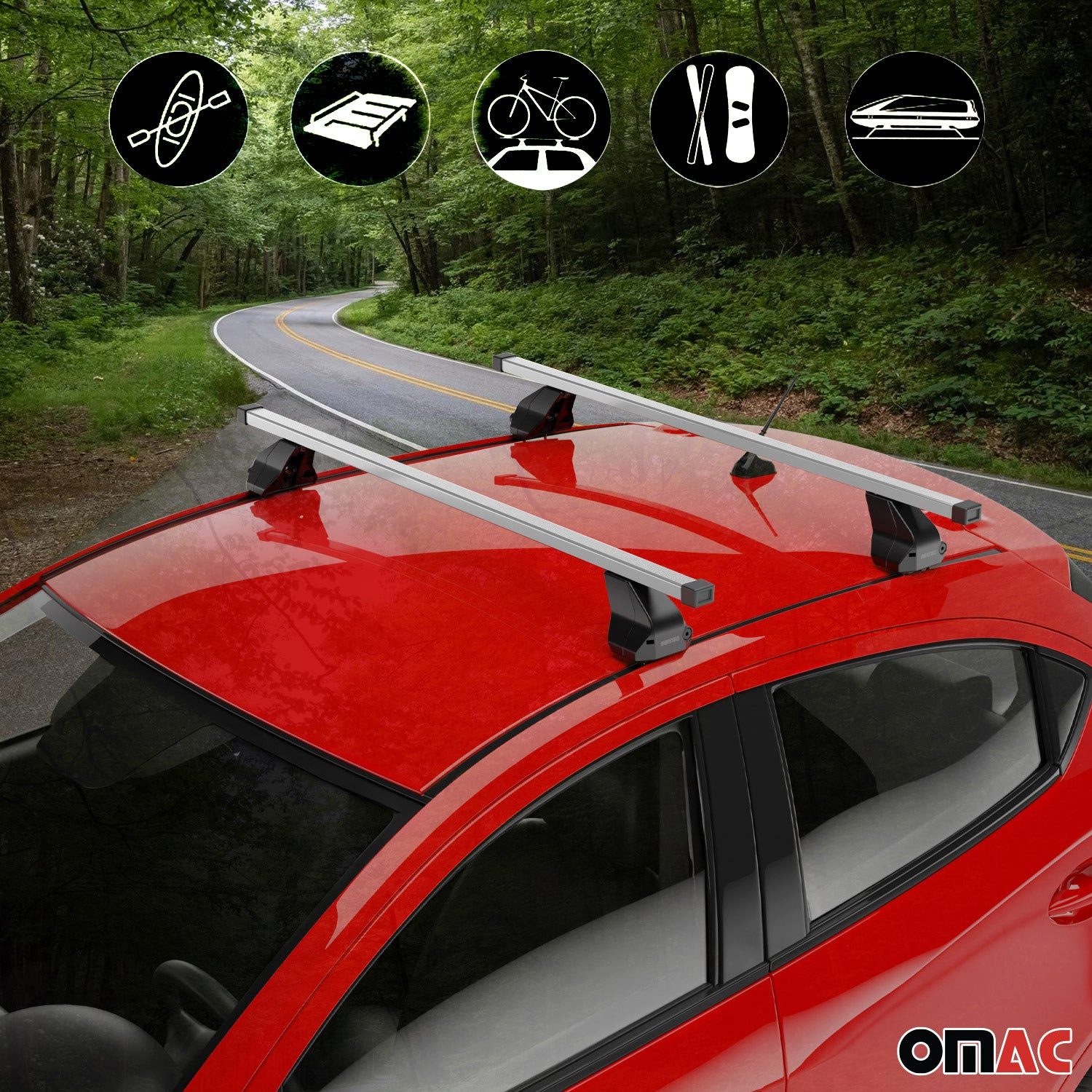 OMAC Dachträger Menabo Stahl Gepäckträger für BMW 5er E39 1995-2003 Stahl Silber 2tlg (2-St), Wasserbeständig,Abnehmbar,Multifunktional,Leichtgewichtig