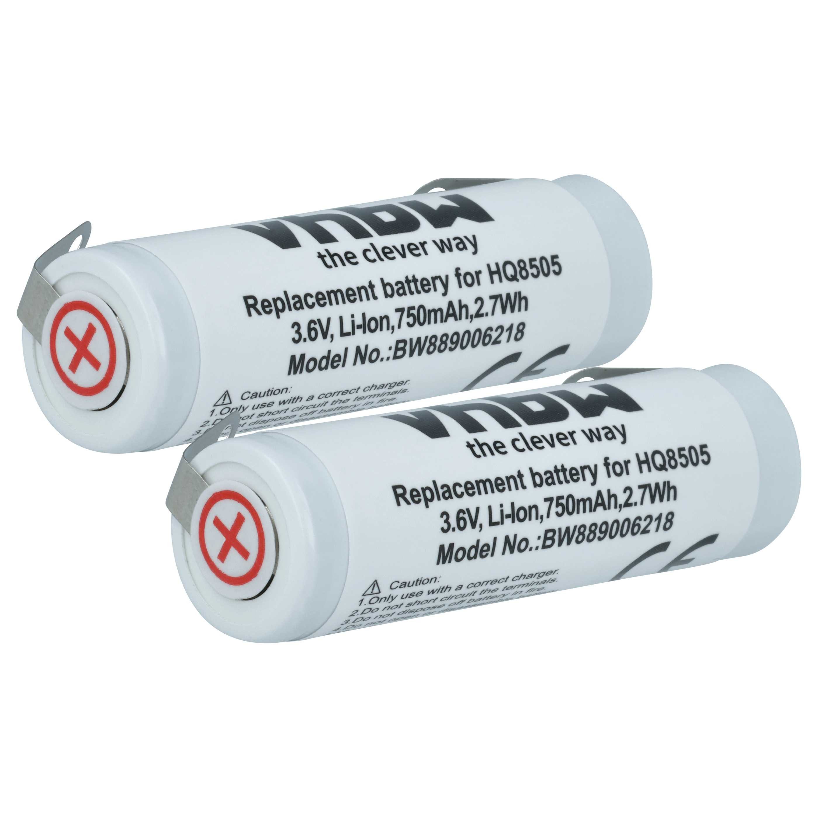 vhbw Akku passend für Panasonic ES8103 Rasierer (750 mAh, 3,6 V, Li-Ion) Akku Akku Li-Ion 750 mAh (3,6 V, 2 St), Leistungsfähige Austausch-Akkus für Rasierer oder Trockenrasierer
