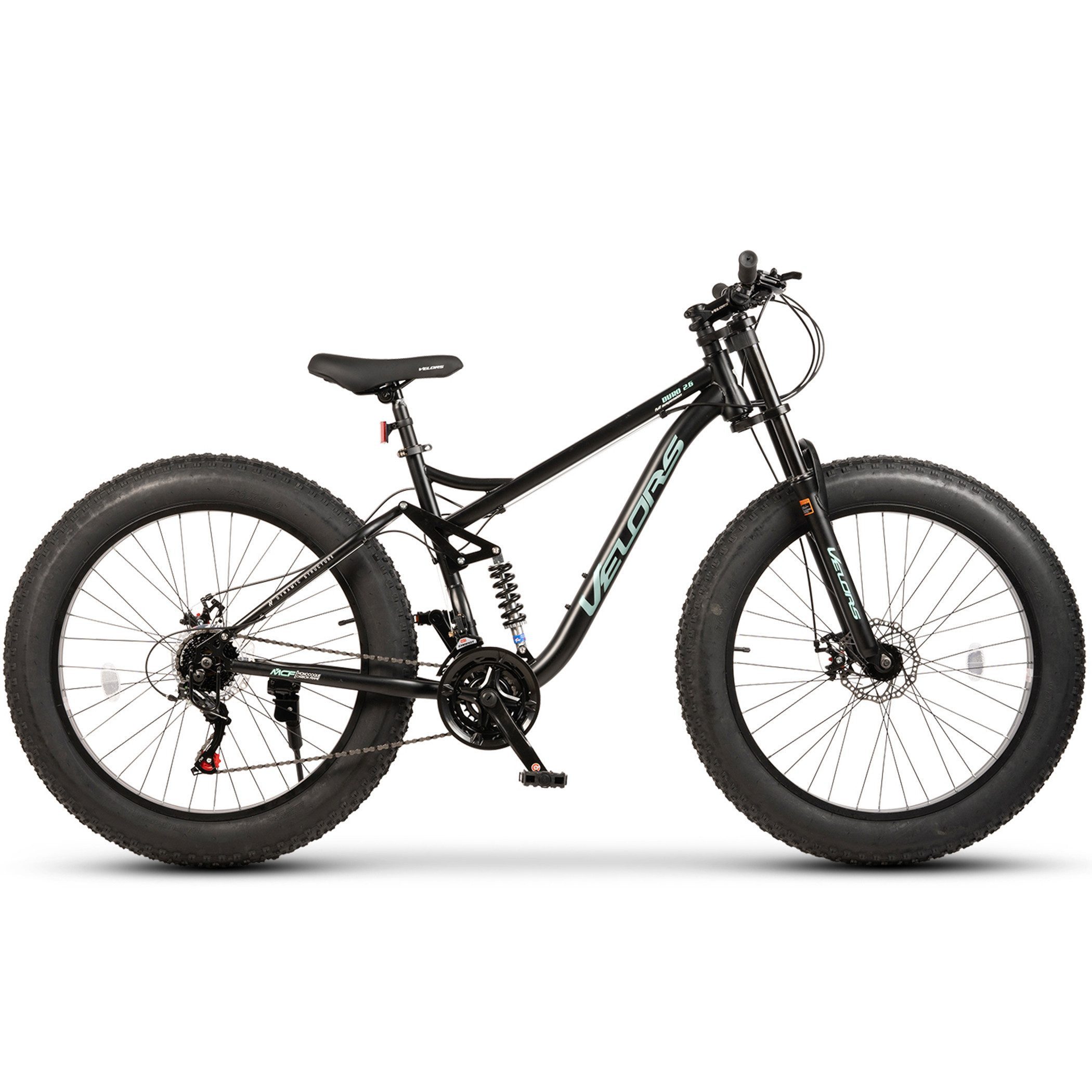 Velors Fatbike 26 Zoll Fat Tire 4.0 MTB für Herren Damen und Jungen, 21 Gang Shimano Tourney Schaltwerk, Kettenschaltung, mechanische Scheibenbremse, Fat Bike Mountainbike