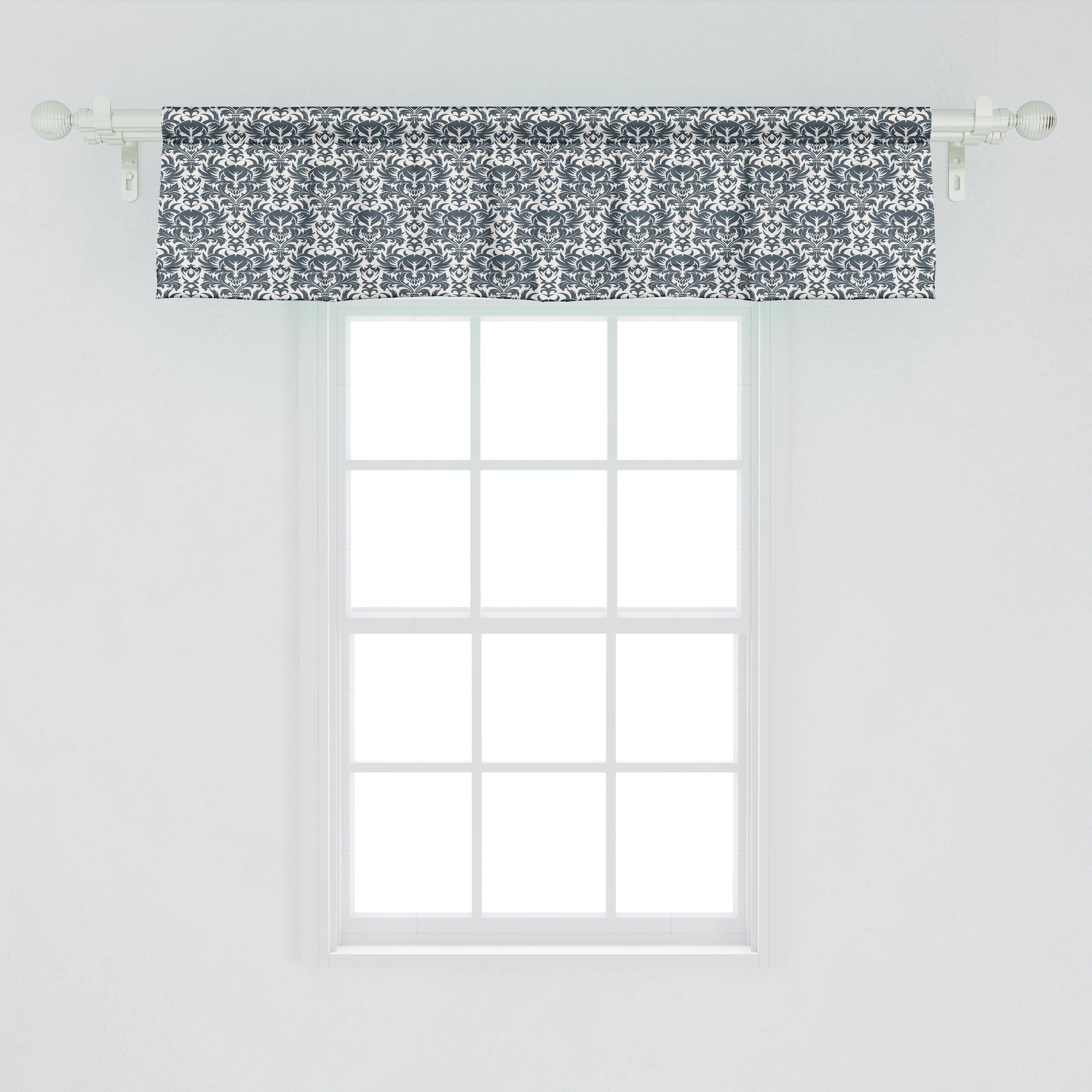 Damast-Inspired Dekor Schlafzimmer Scheibengardine Vorhang gotisch Küche mit blühen Abakuhaus, Stangentasche, Volant für Microfaser,
