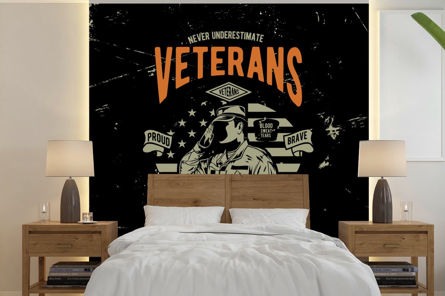 Wandtapete St), Vinyl Wohnzimmer Amerika Fototapete Jahrgang, bedruckt, - Armee MuchoWow für (5 Matt, oder Schlafzimmer, Tapete -