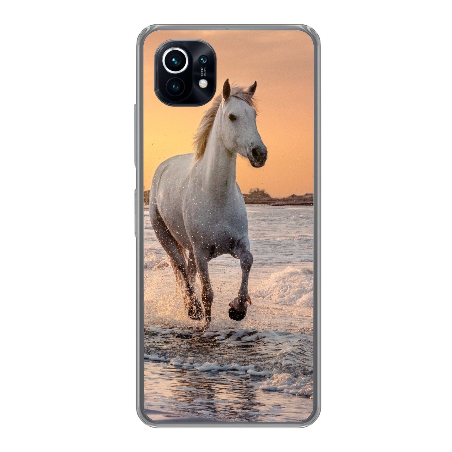 MuchoWow Handyhülle für Xiaomi Mi 11 Pferde - Sonne - Meer - Strand - Tiere, Phone Case, Silikon, Schutzhülle Dünn
