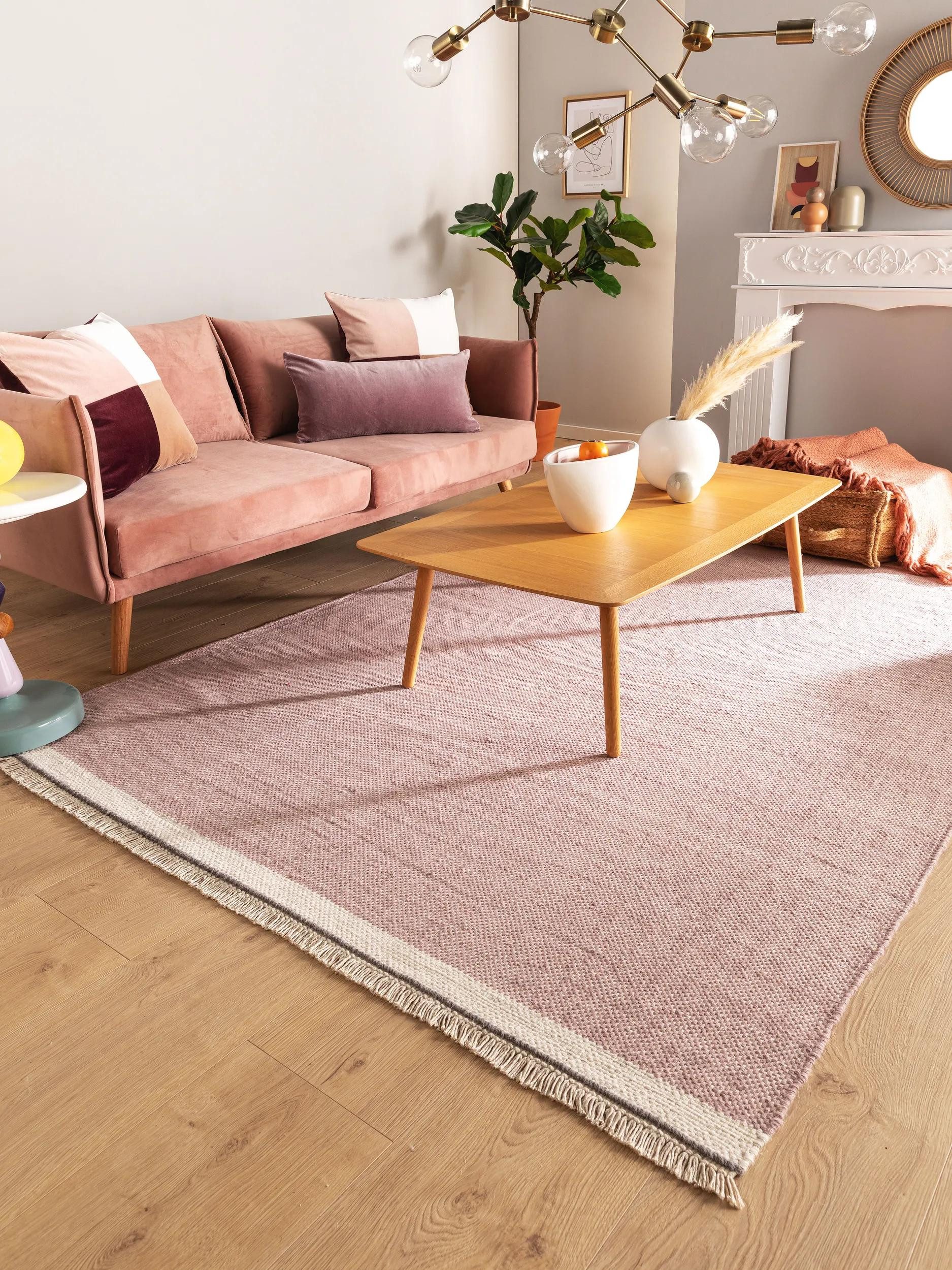 benuta Wollteppich Karla, rechteckig, Höhe: 5 mm, Wolle, Teppich Wohnzimmer, Schlafzimmer, Esszimmer, Flur, Hygge