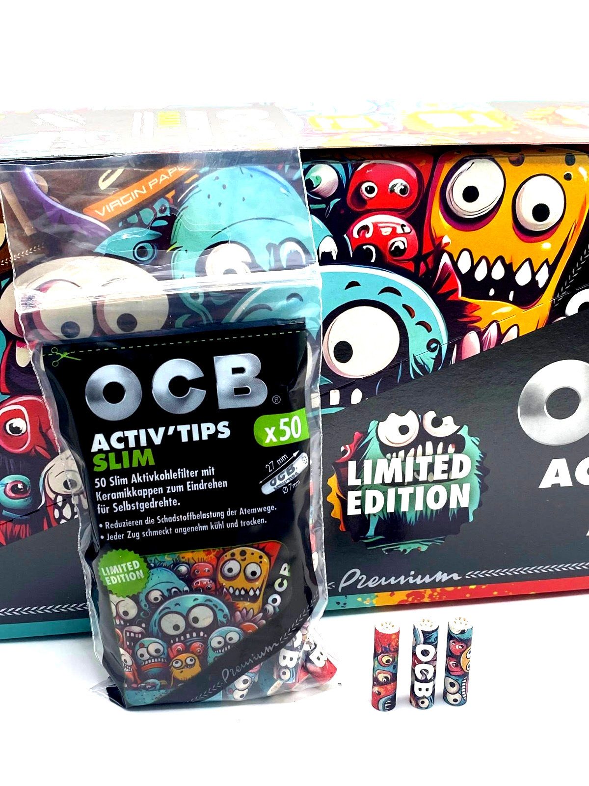 OCB Aktivkohlefilter Activ Tips slim 7mm Limited Edition Dreher Filter 50 Stück, made in Germany 7mm Filter Limited Edition