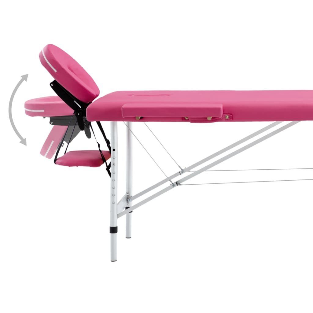 vidaXL Massageliege Massagetisch Klappbar Rosa Aluminium 2 Zonen