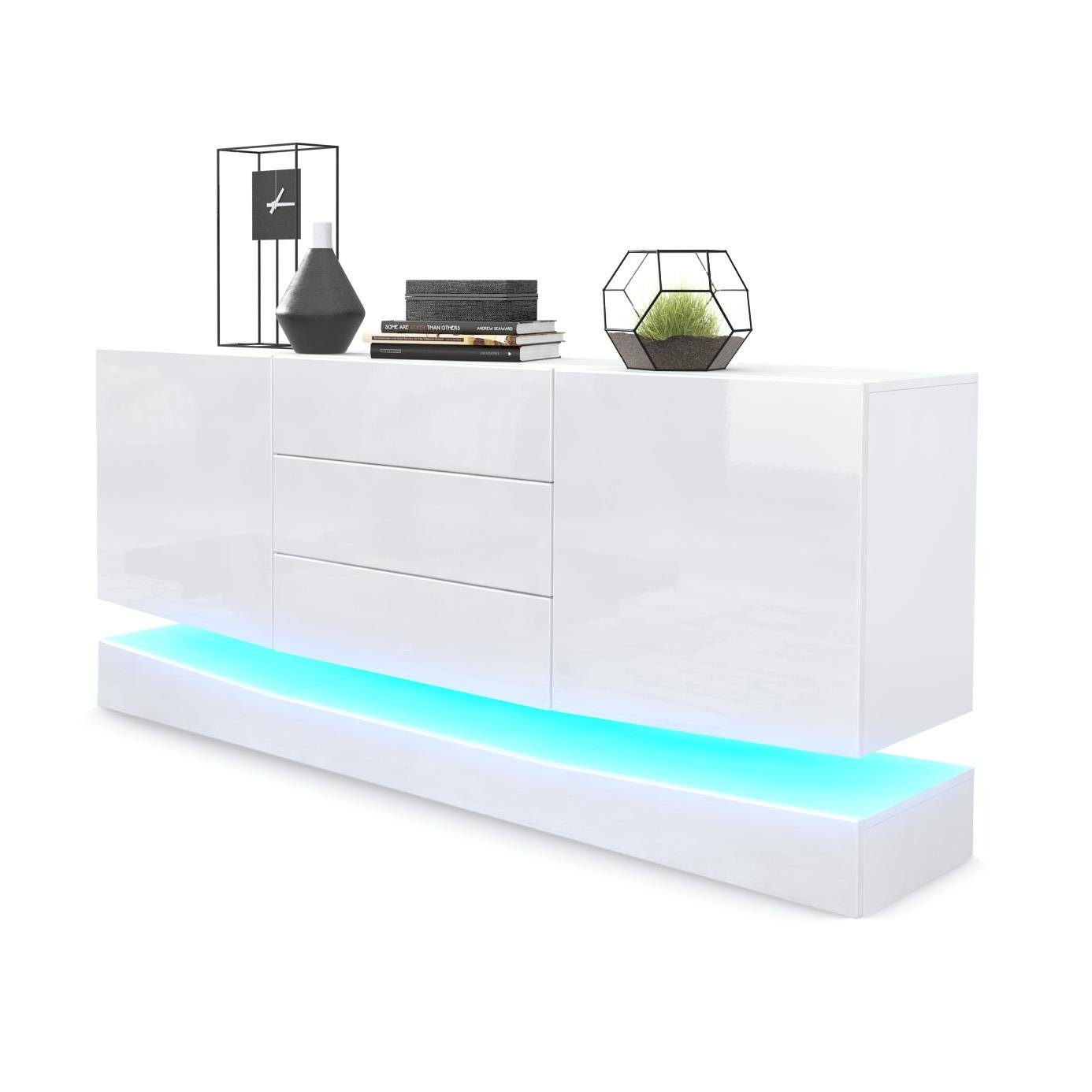 Vladon Sideboard City (Kommode mit 2 Türen, und 3 Schubladen inkl. LED-Bele günstig online kaufen