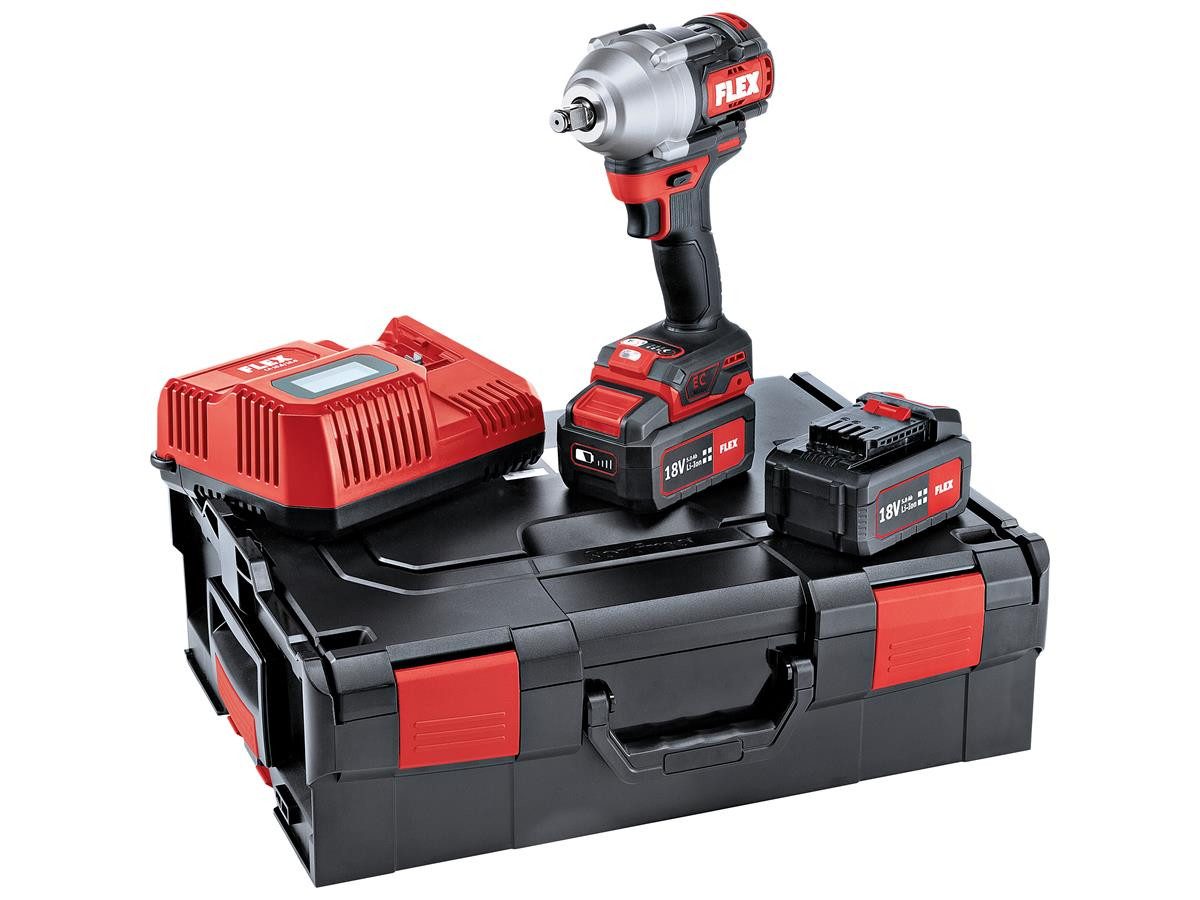 Flex Akku-Drehschlagschrauber IW 1/2" 750 18.0-EC, 2100 U/min, 750 Nm, mit 2 Akkus, Ladegerät, L-BOXX