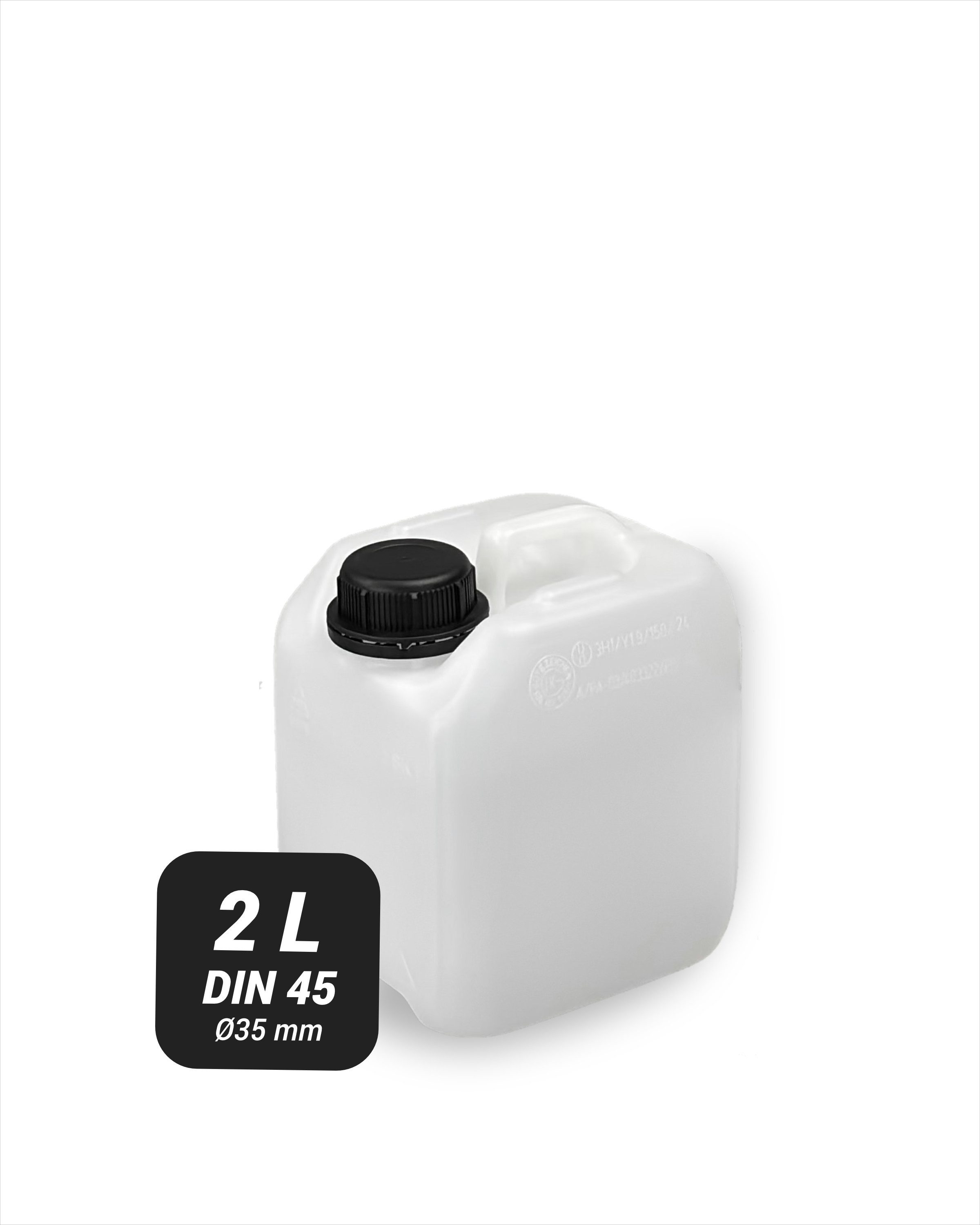 Trevendo Kanister Leerkanister aus HD-PE, DIN 45, natur (2,0 Liter), lebensmittelecht