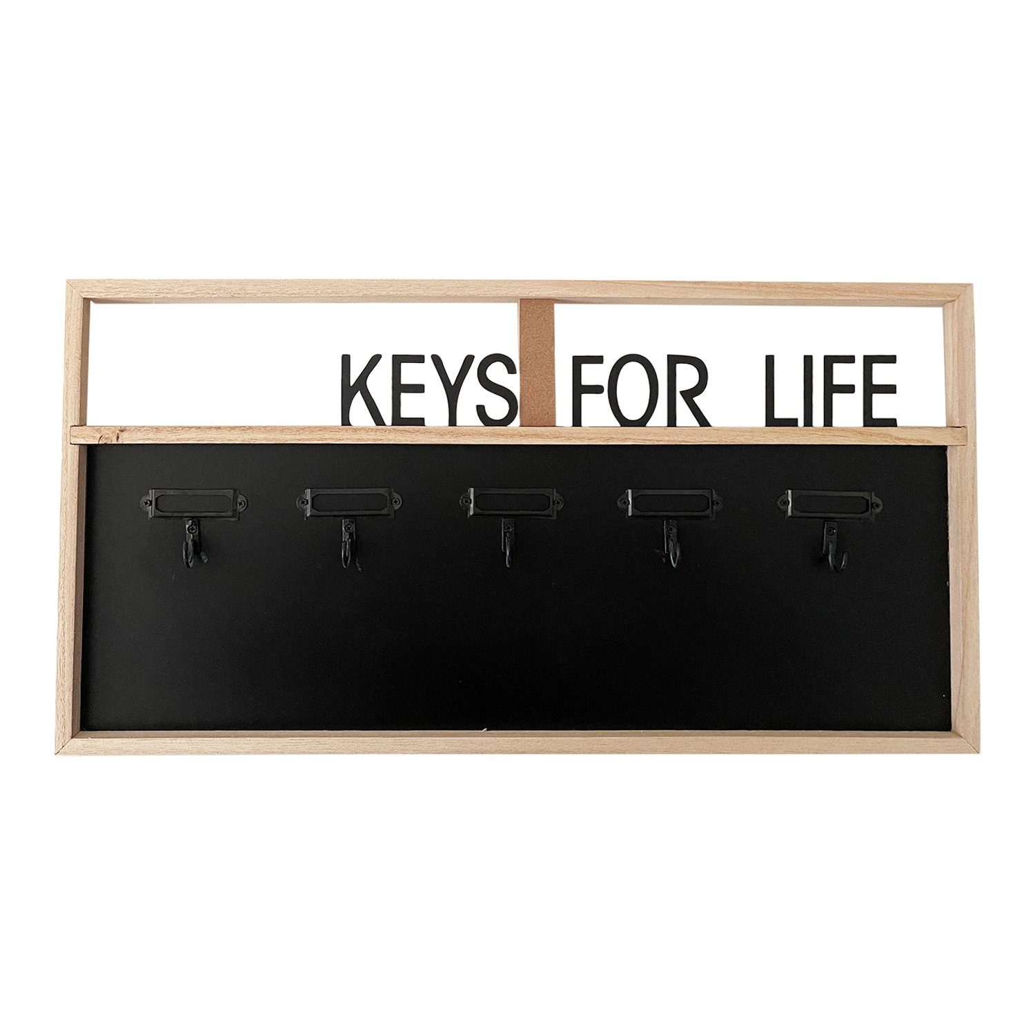Mojawo Schlüsselkasten Holz Schlüsselboard Schlüsselbrett Schlüsselleiste Haken Schwarz B50xH26xT2cm