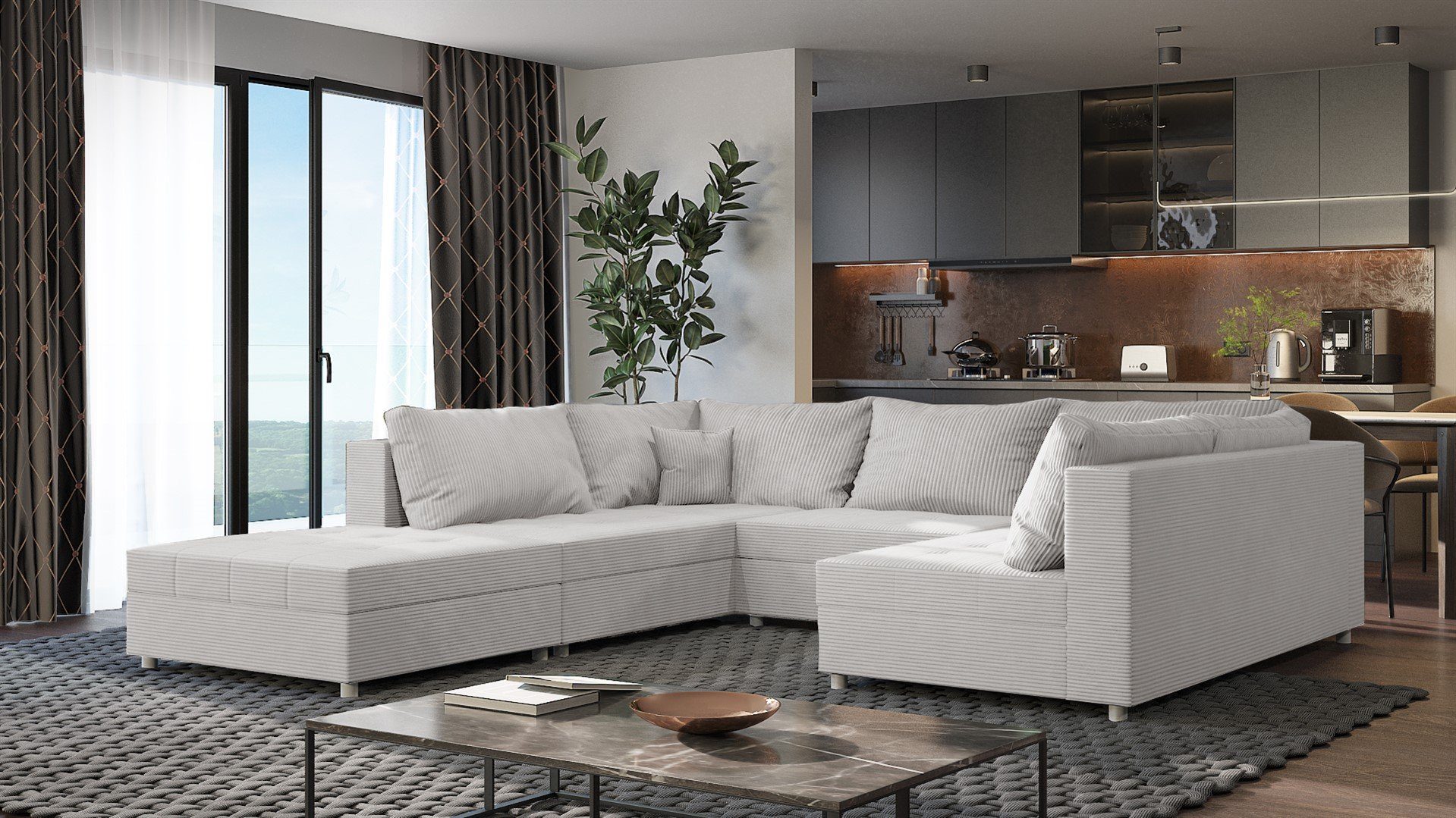 Fun Möbel Wohnlandschaft Sofa U-Form ANDRO, günstig online kaufen