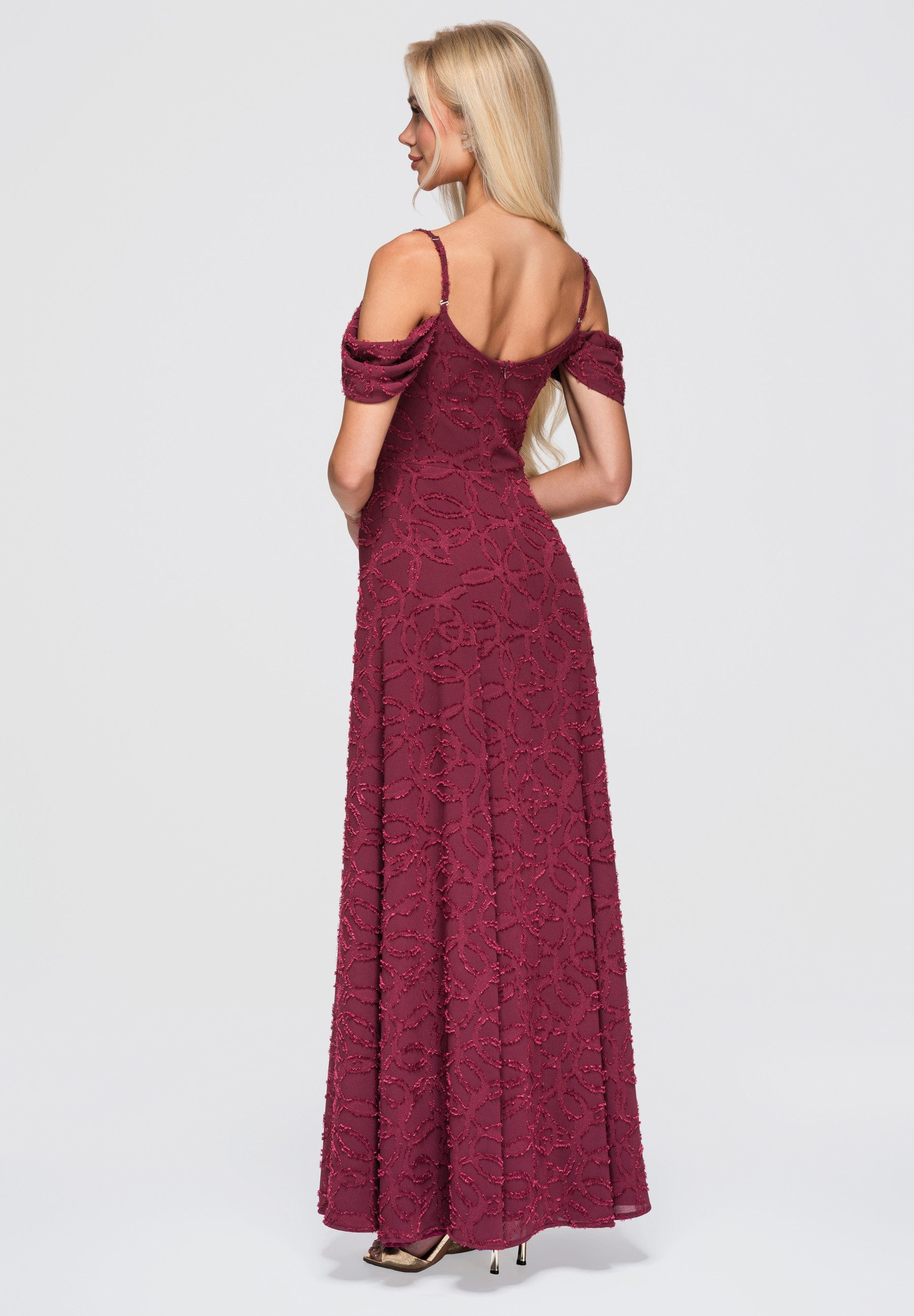 OMBRE Abendkleid Damen Abendkleid mit elegantem Schnitt Bordeaux M (kein Set, 1-tlg)