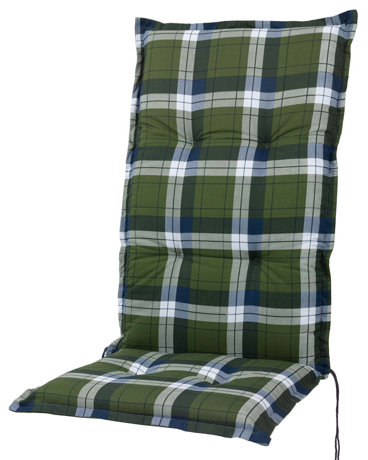 Sun Garden Hochlehnerauflage Hochlehner Prato 90922-205 grün-weiß kariert 120x54x7 cm Sun Garden, (1 St), Halteband verstellbar mit Bindebändern